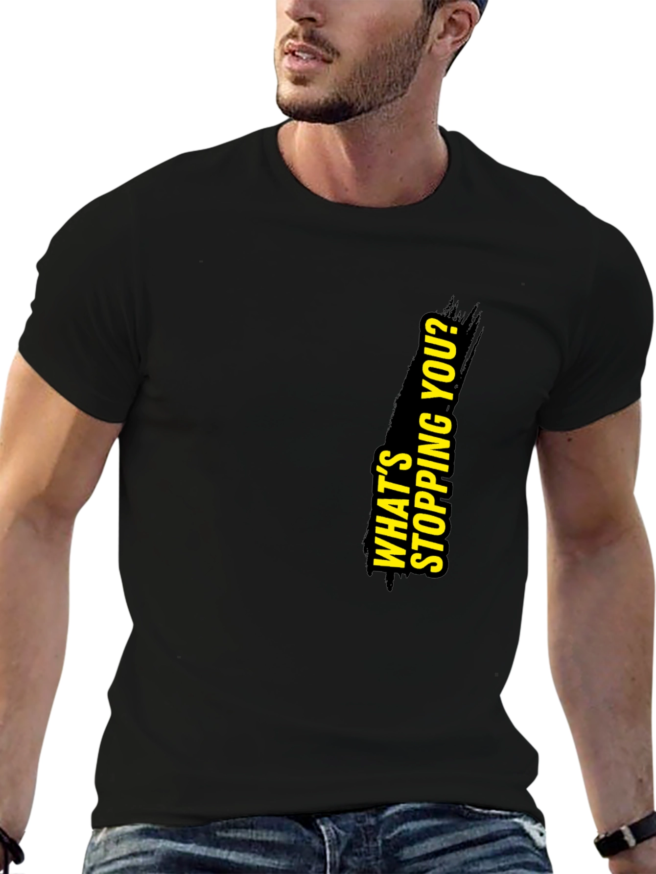 Black Motivational Black Graphic T-Shirt view 6
