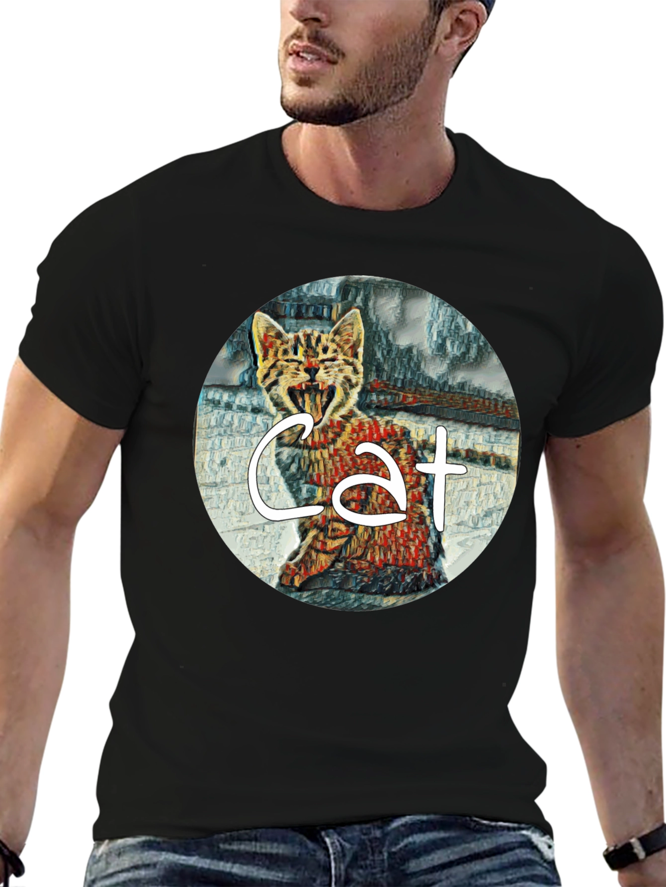 Black Cat Graphic Black T-Shirt - Unisex Style view 6