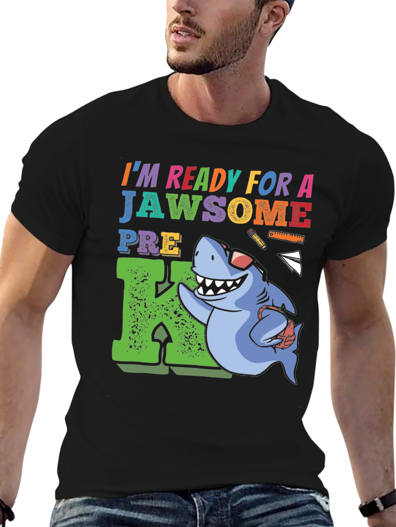 Black Ready for a Jawsome Pre-K T-Shirt view 6