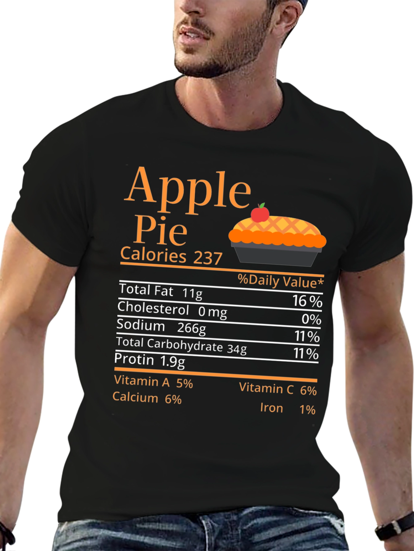 Black Apple Pie Nutrition Facts T-Shirt view 6