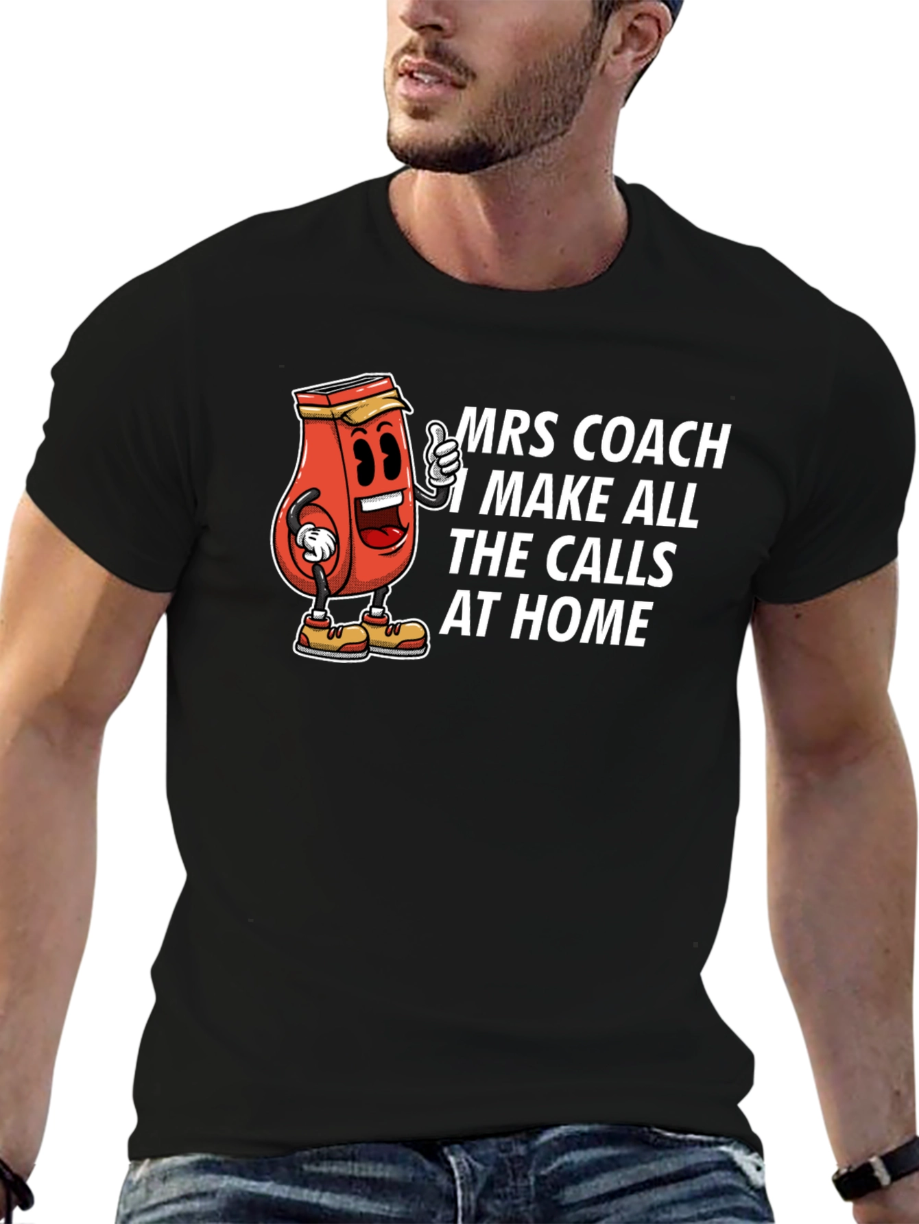 Black Mrs. Coach T-Shirt: I Make All The Calls At Home view 6