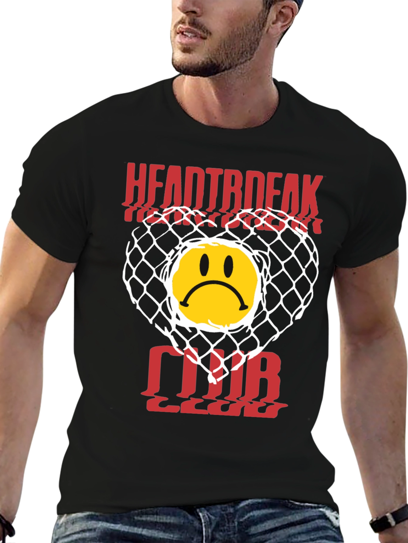 Black Heartbreak Club Graphic Tee - Black Cotton T-Shirt view 6