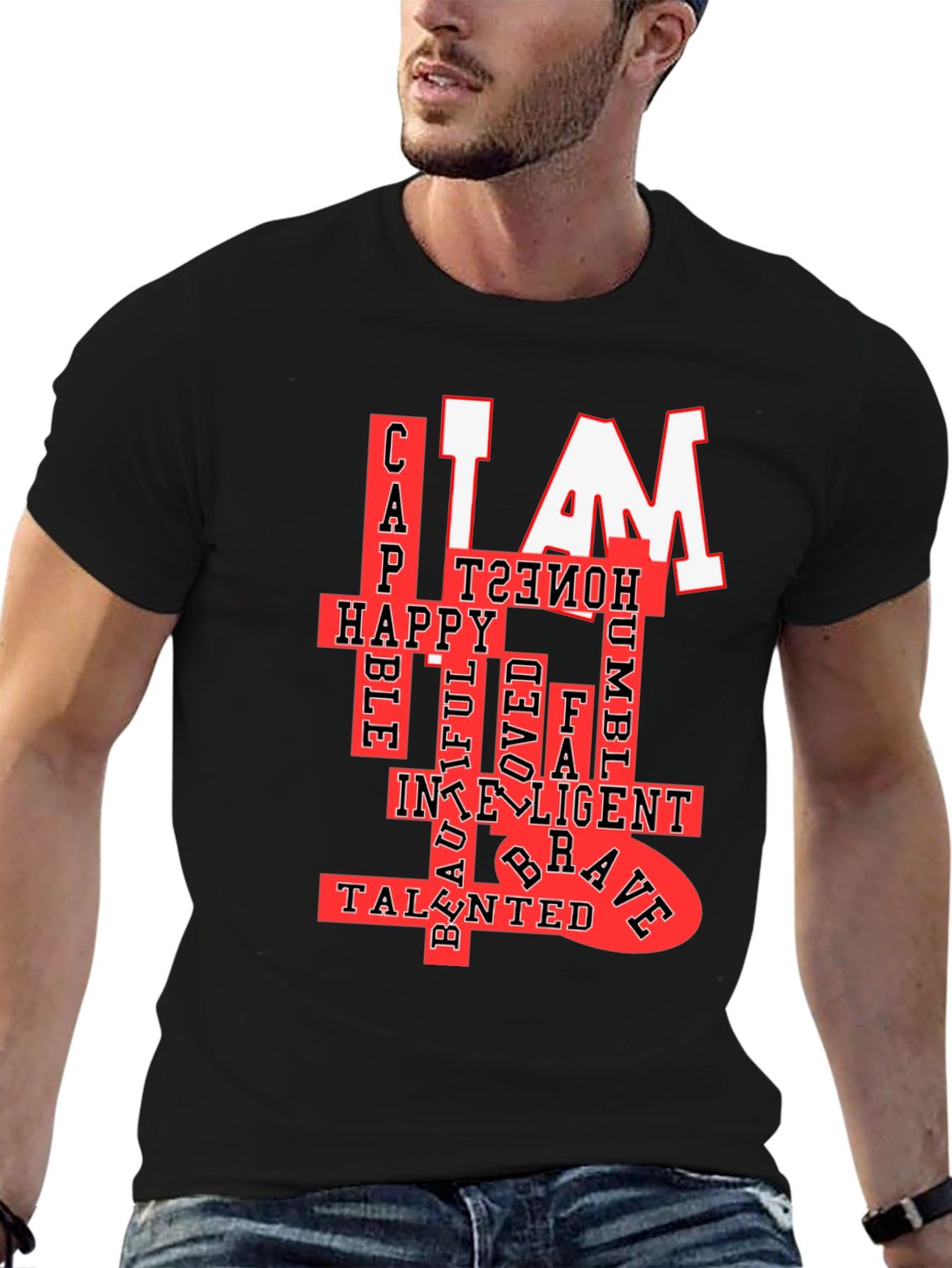 Black I AM T-Shirt: Confident, Happy & Talented  view 6