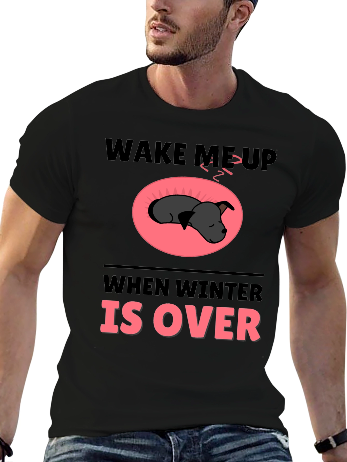 Black Wake Me Up When Winter Is Over T-Shirt view 6
