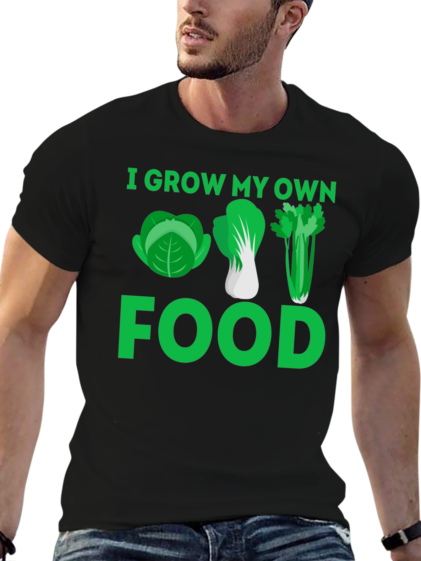 Black I Grow My Own Food T-Shirt - Gardening Tee view 6