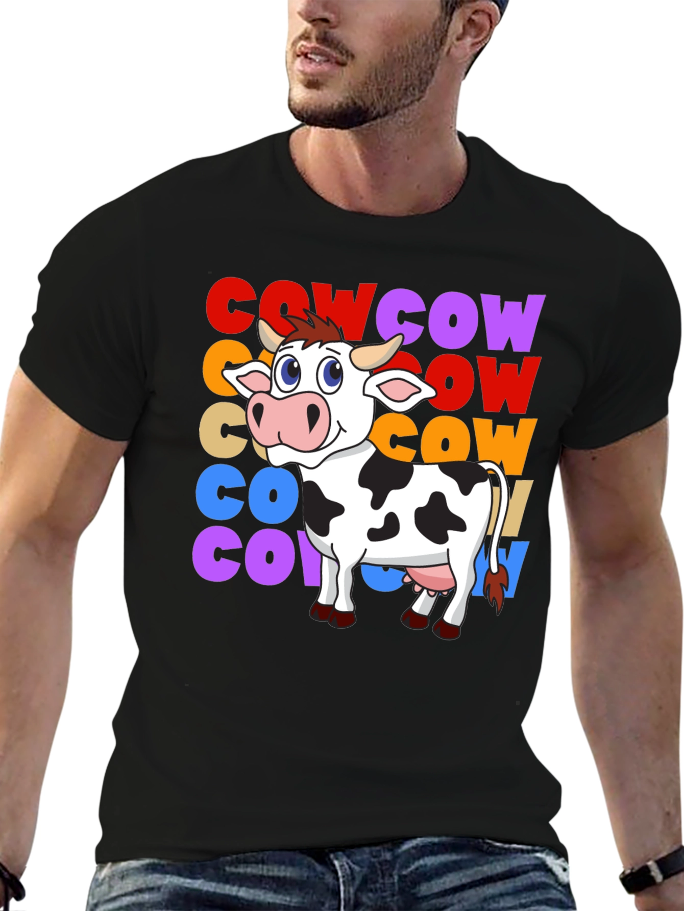 Black Cow Graphic T-Shirt - Fun Animal Tee view 6