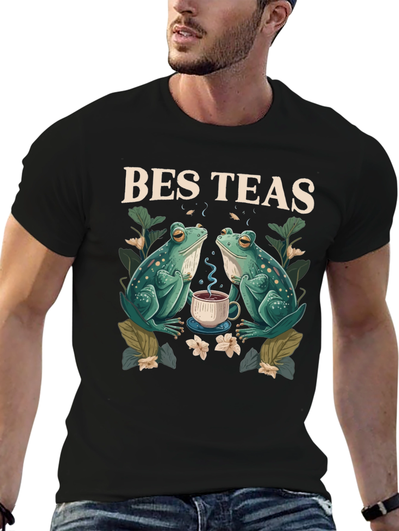 Black Bes Teas T-Shirt - Frog Tea Party view 6