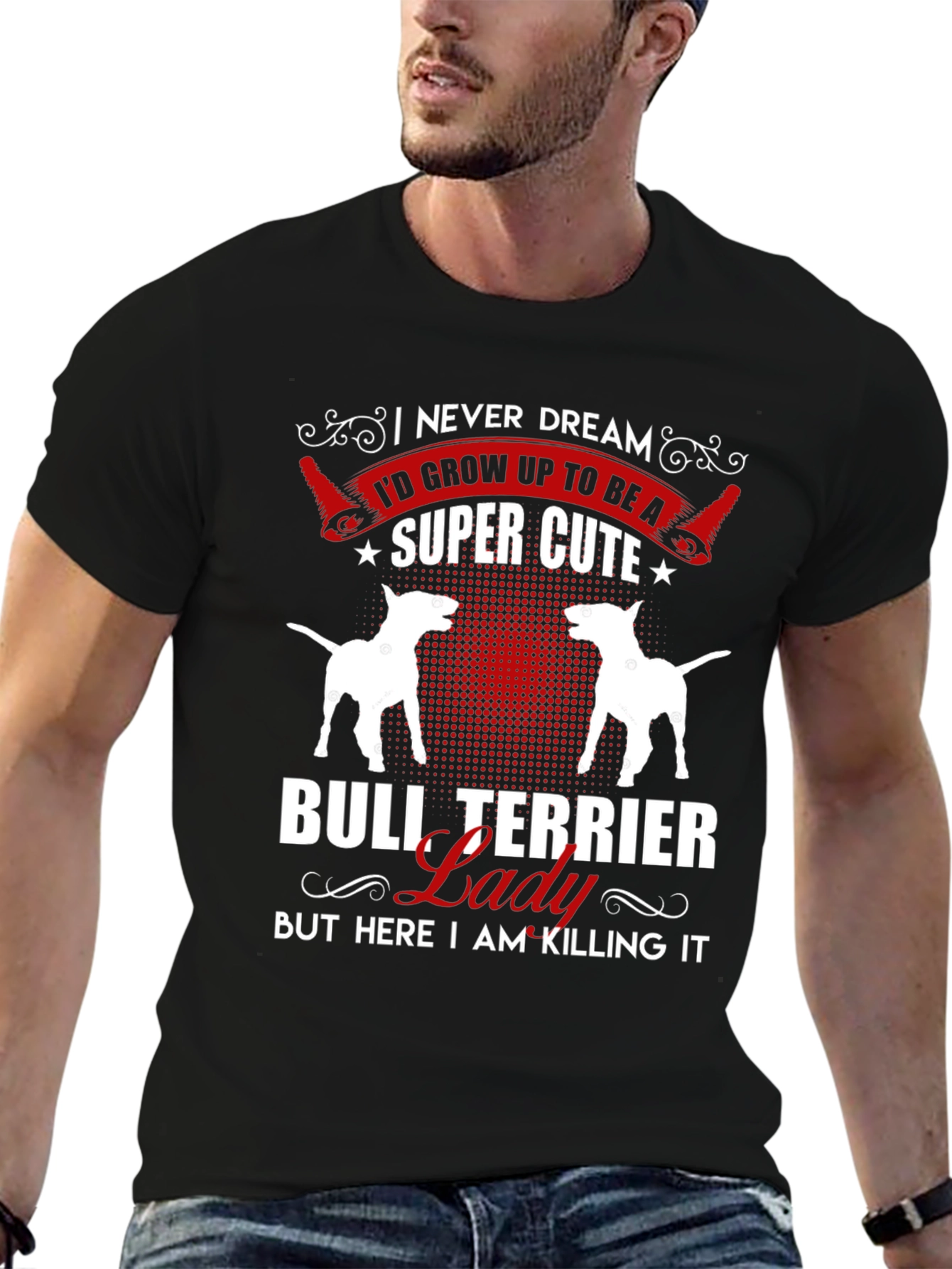 Black Bull Terrier Lady T-Shirt view 6