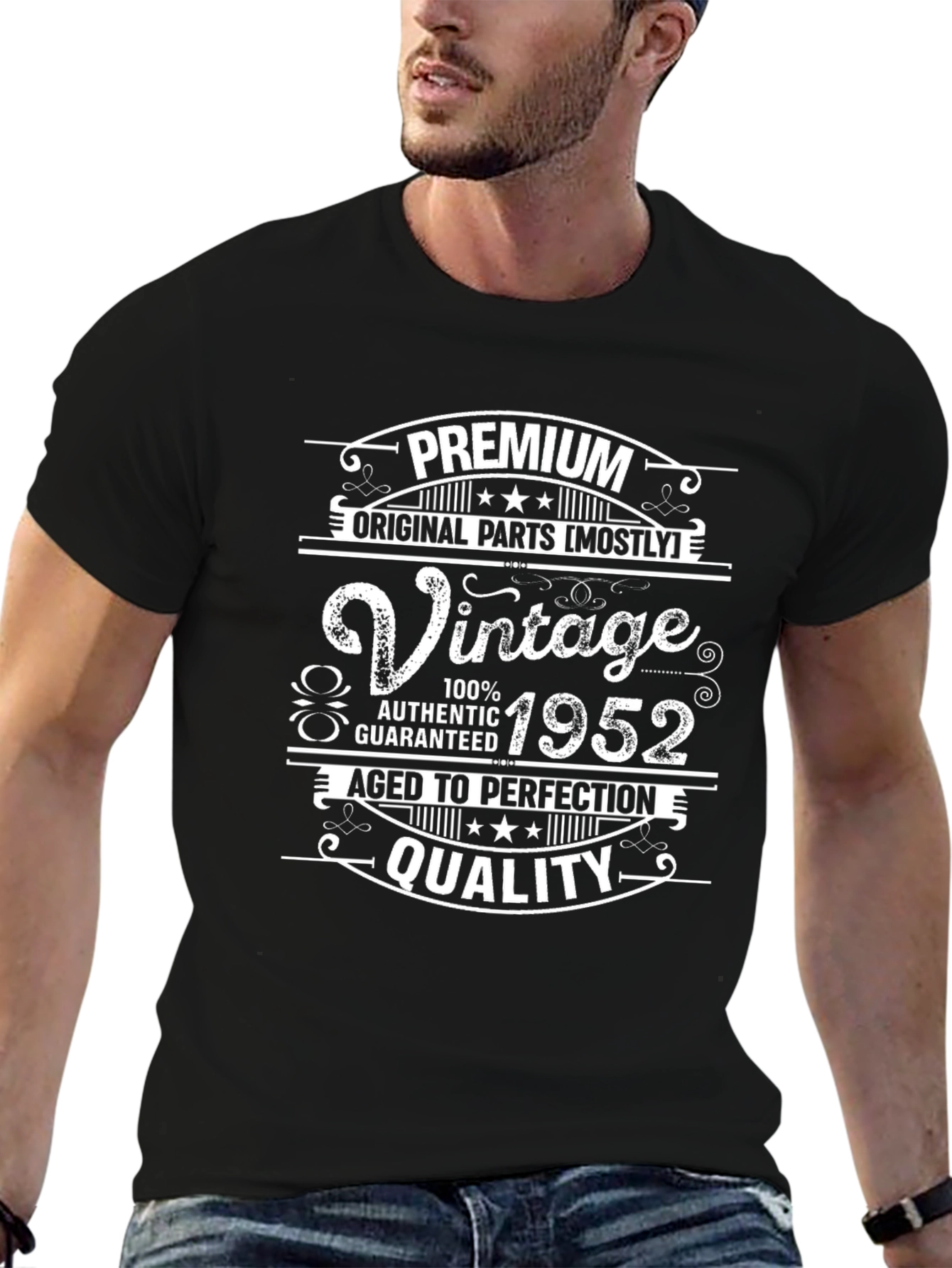 Black Vintage 1952 Premium Quality T-Shirt view 6