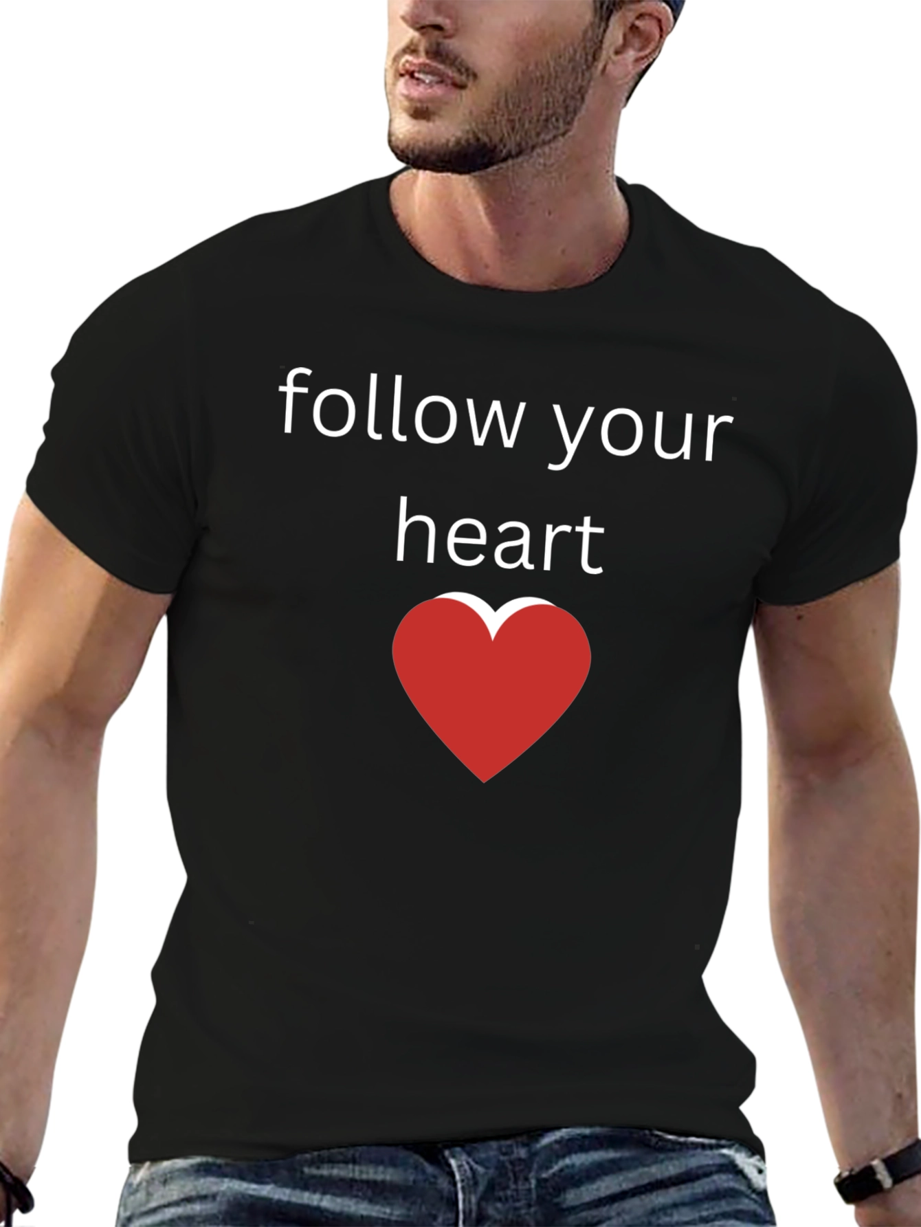Black Follow Your Heart Graphic Tee - Black view 6