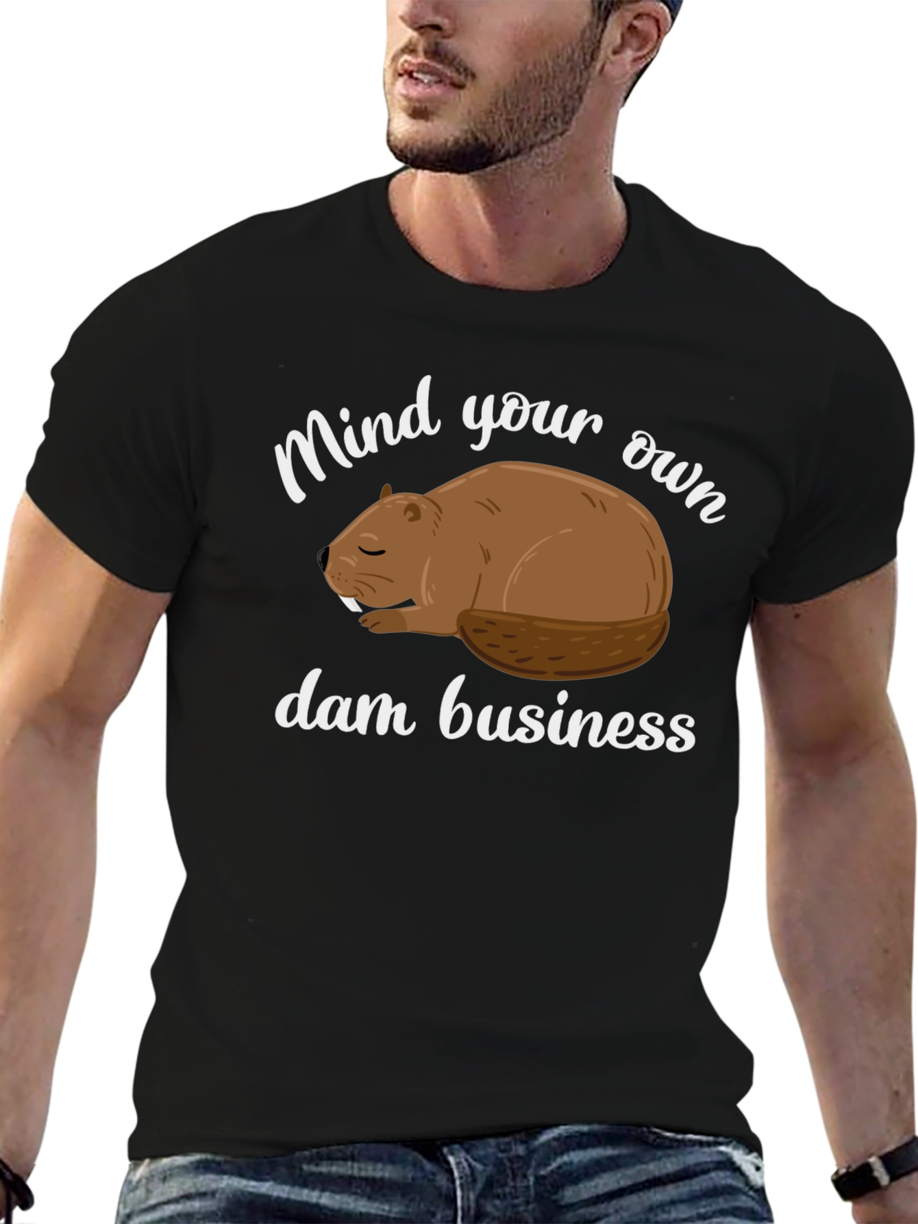 Black Mind Your Own Dam Business T-Shirt view 6