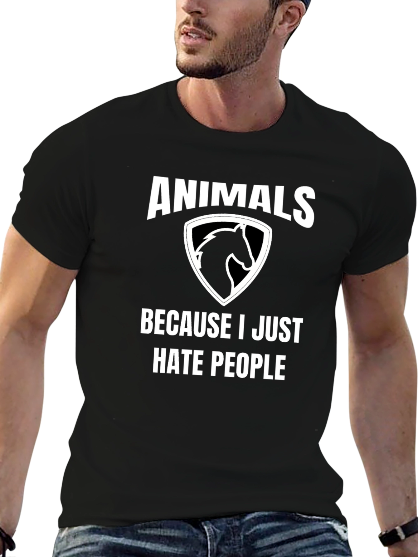 Black Animals T-Shirt: I Hate People view 6