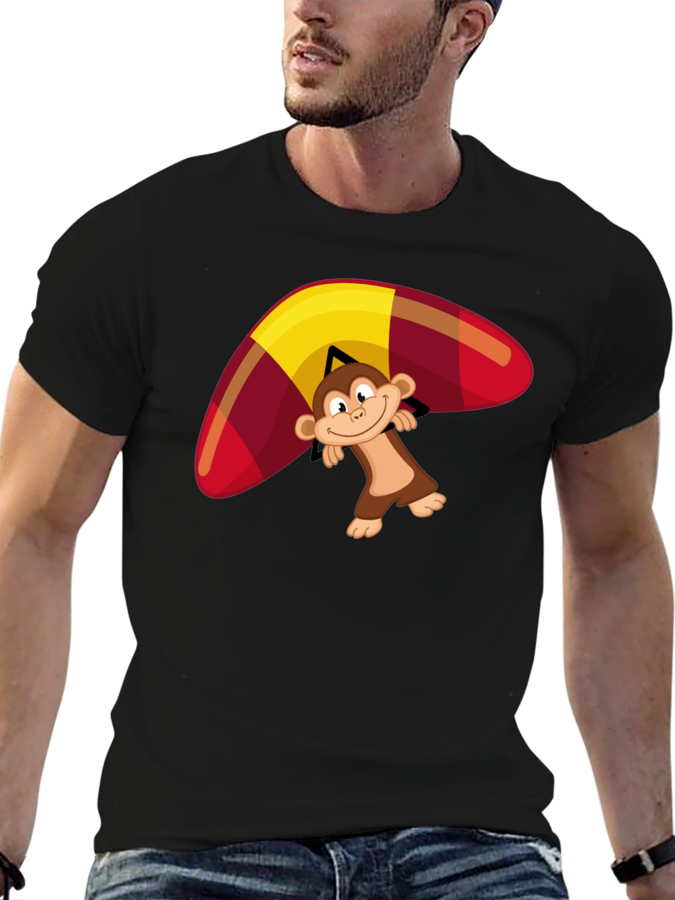 Black Monkey Hang Gliding Graphic T-Shirt view 6