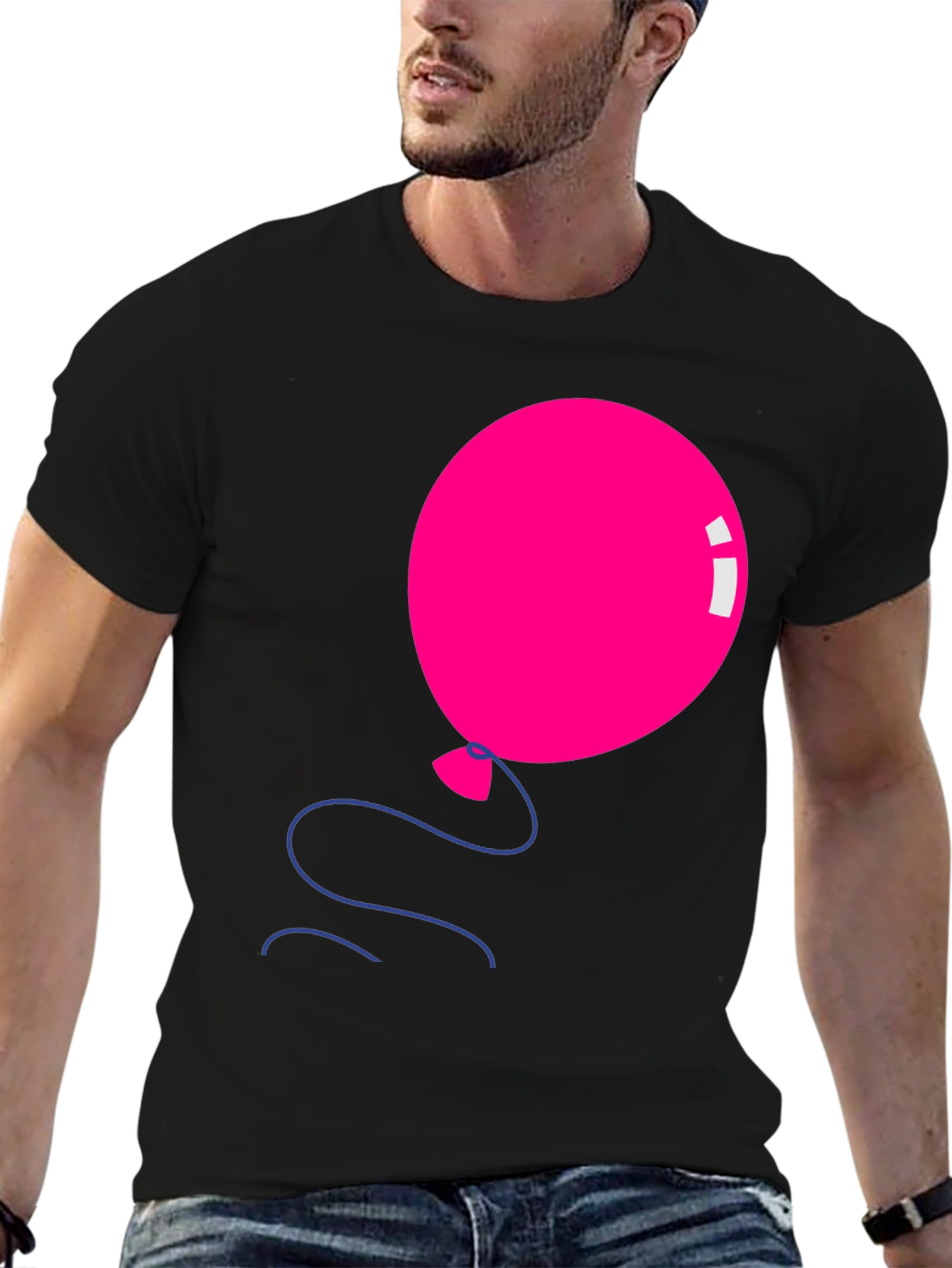 Pink Balloon Graphic Tee - Black Casual Shirt - 6
