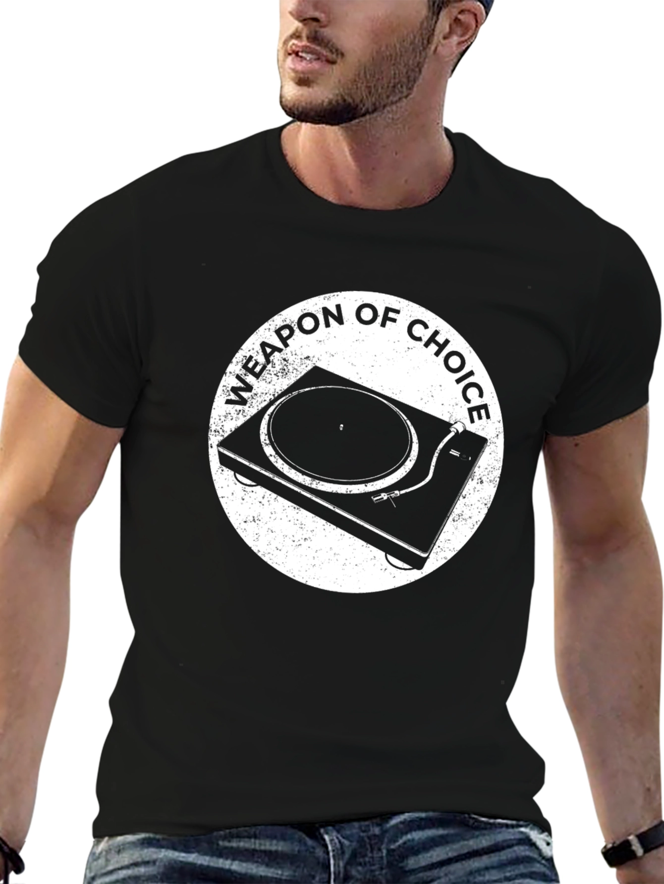 Black Weapon of Choice Turntable T-Shirt view 6