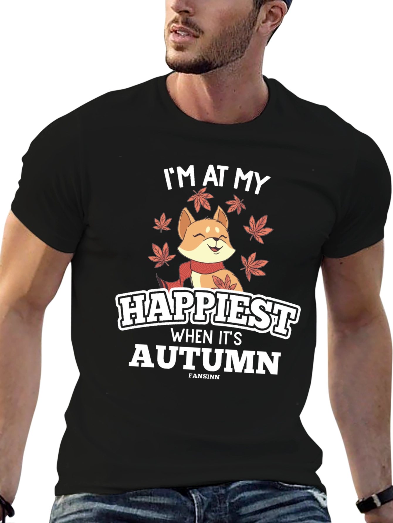 Black Autumn Shiba Inu T-Shirt view 6