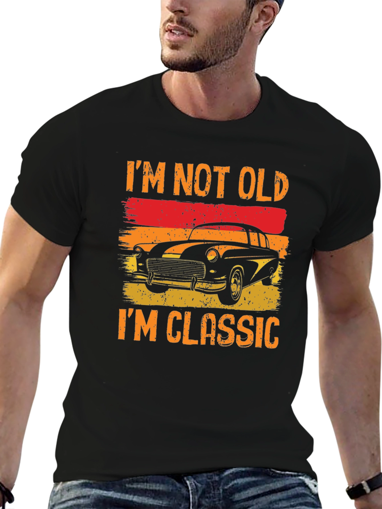 Black Classic Car T-Shirt - I'm Not Old, I'm Classic view 6