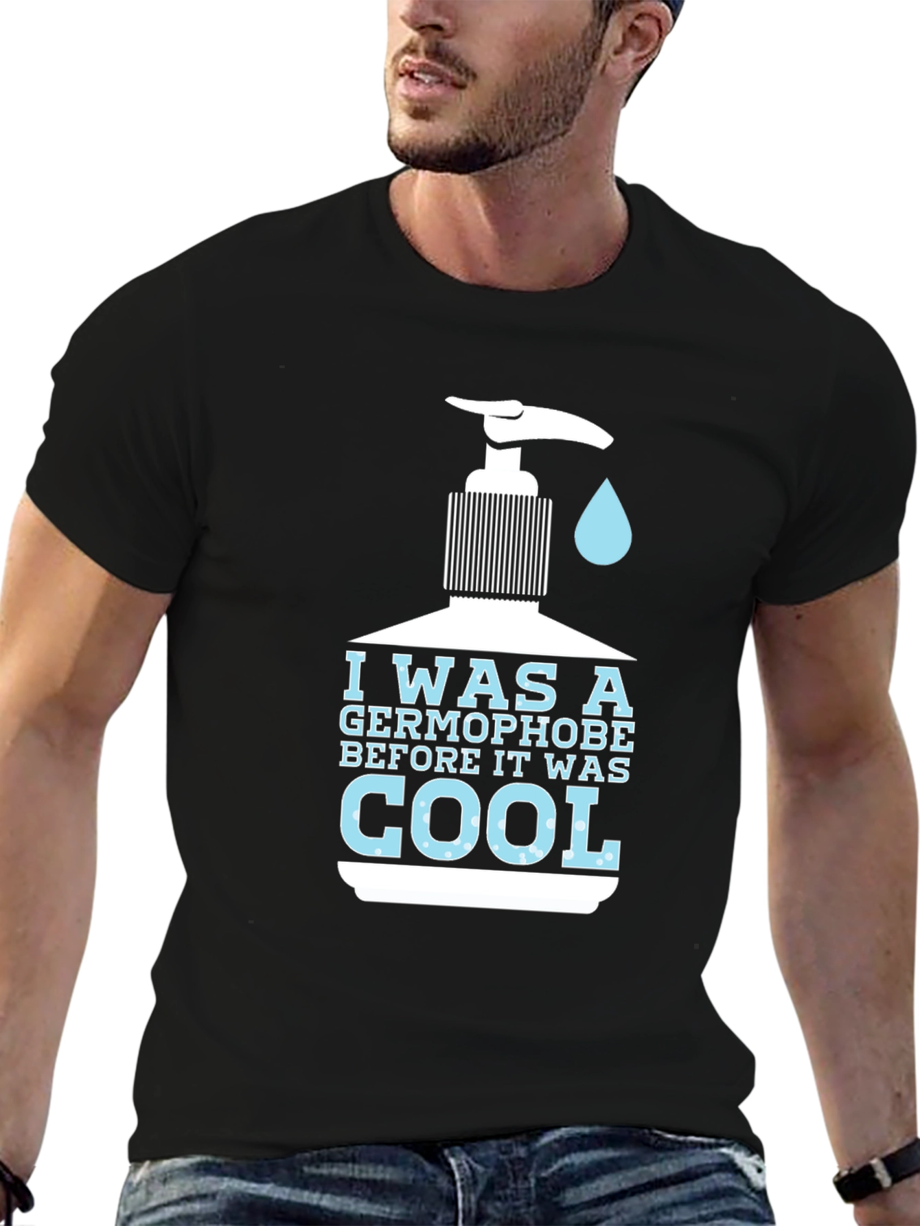 Black Germophobe Before It Was Cool Graphic T-Shirt view 6