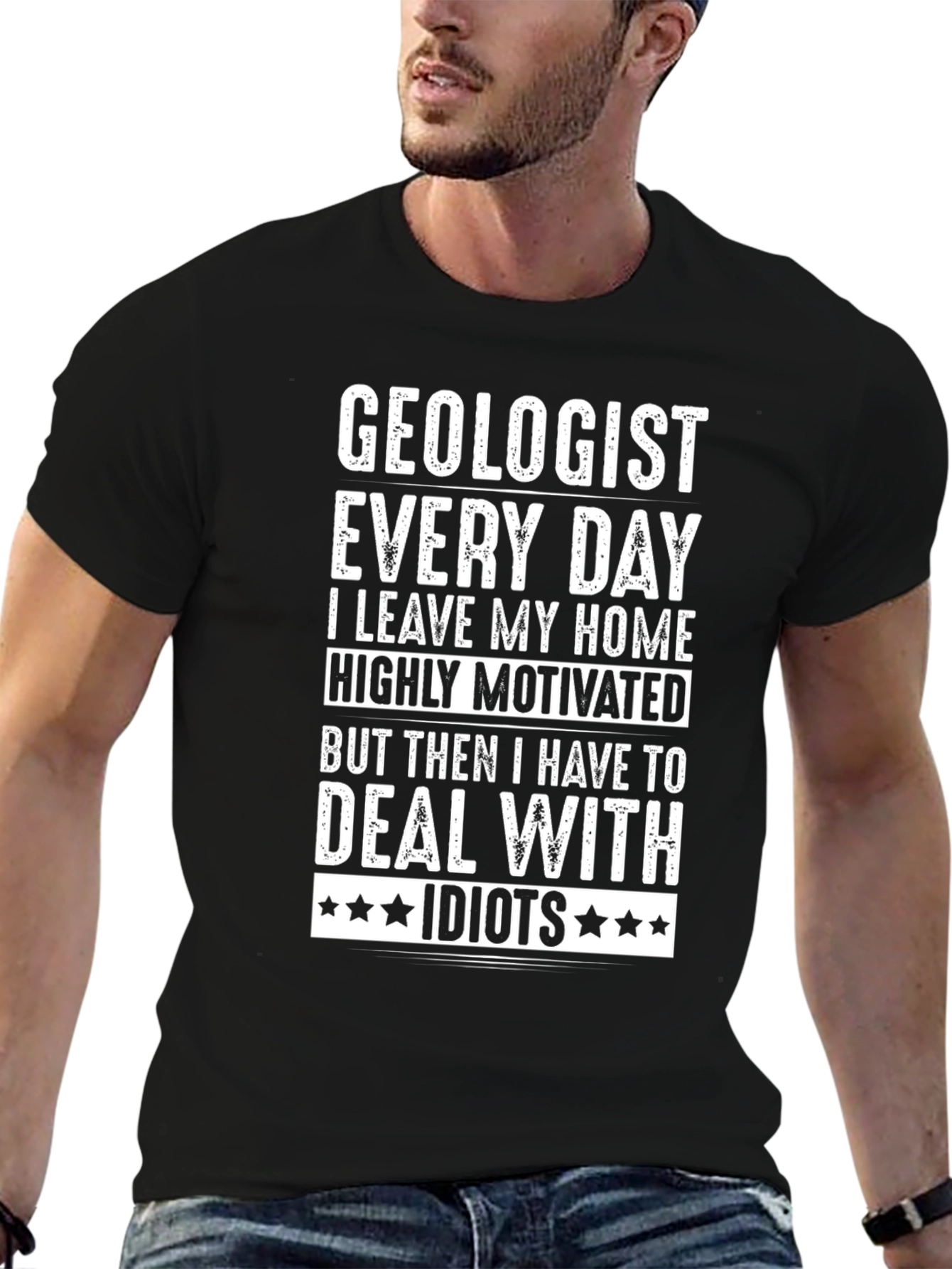 Black Geologist Idiots T-Shirt - Funny Geologist Tee view 6