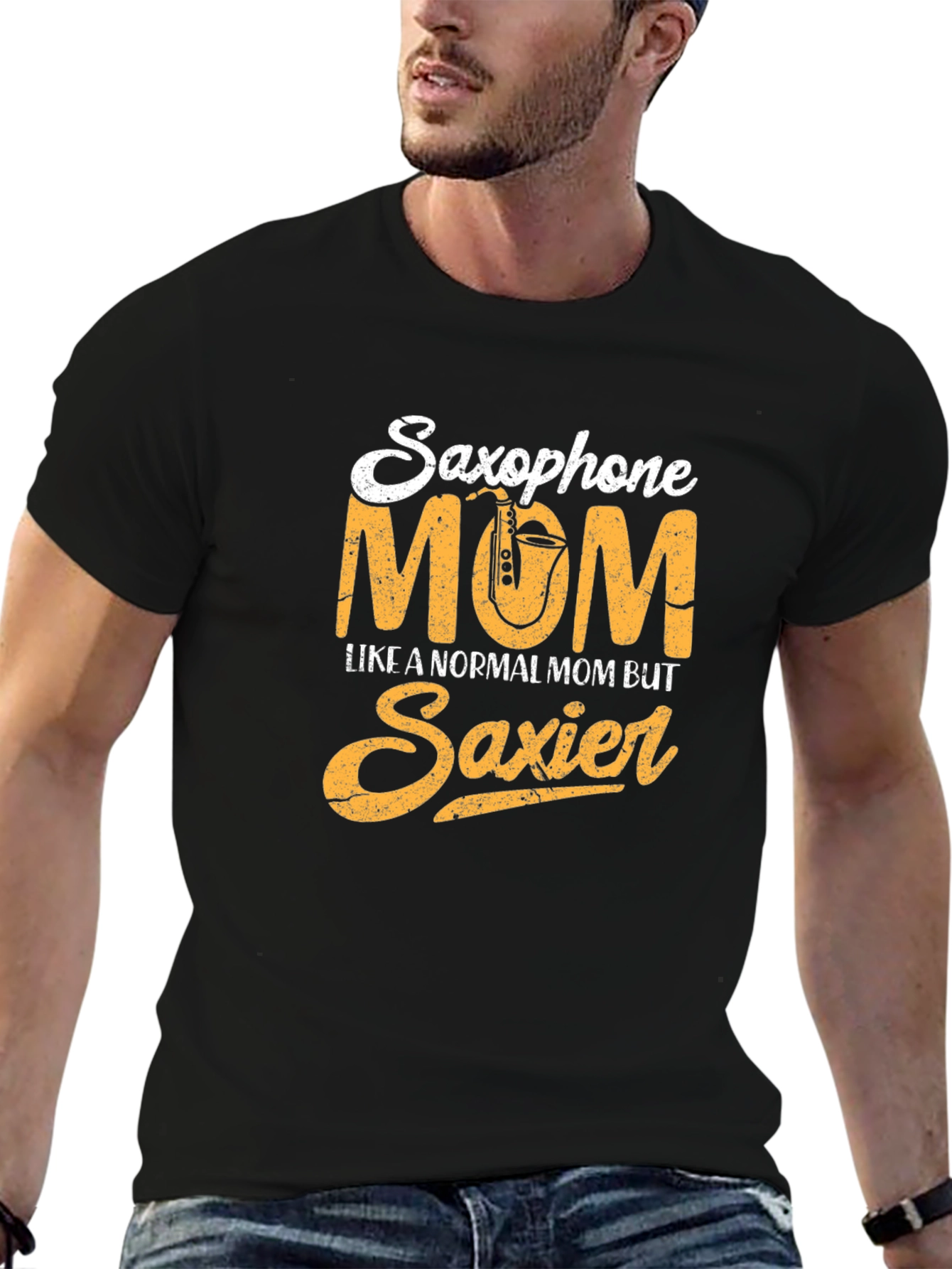 Black Saxophone Mom Graphic Tee - Musician Mother T-Shirt view 6