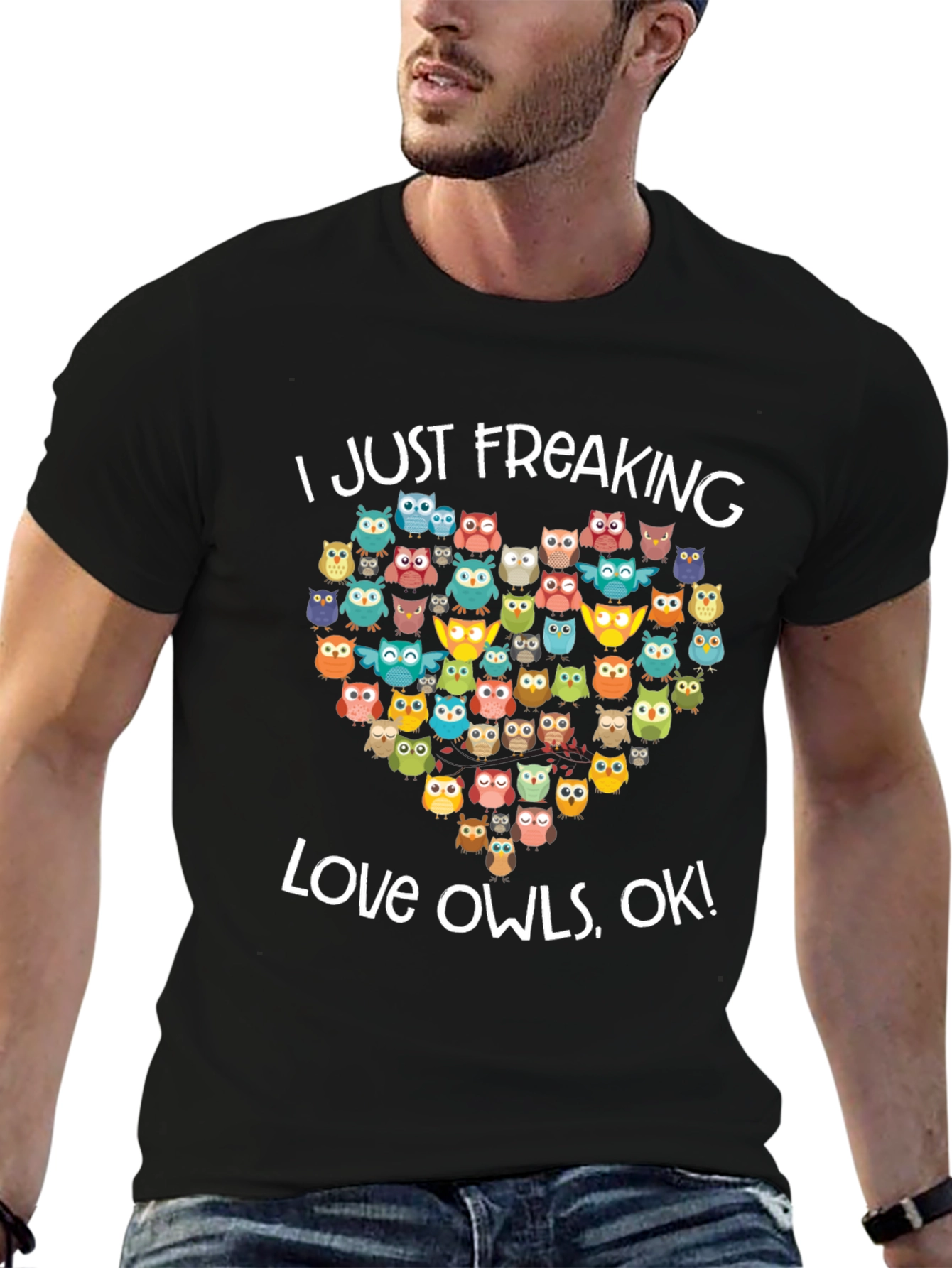 Black I Just Freaking Love Owls T-Shirt view 6