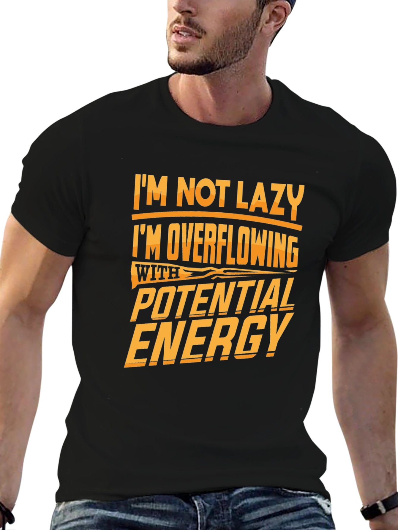 Black Funny Potential Energy Graphic Tee view 6