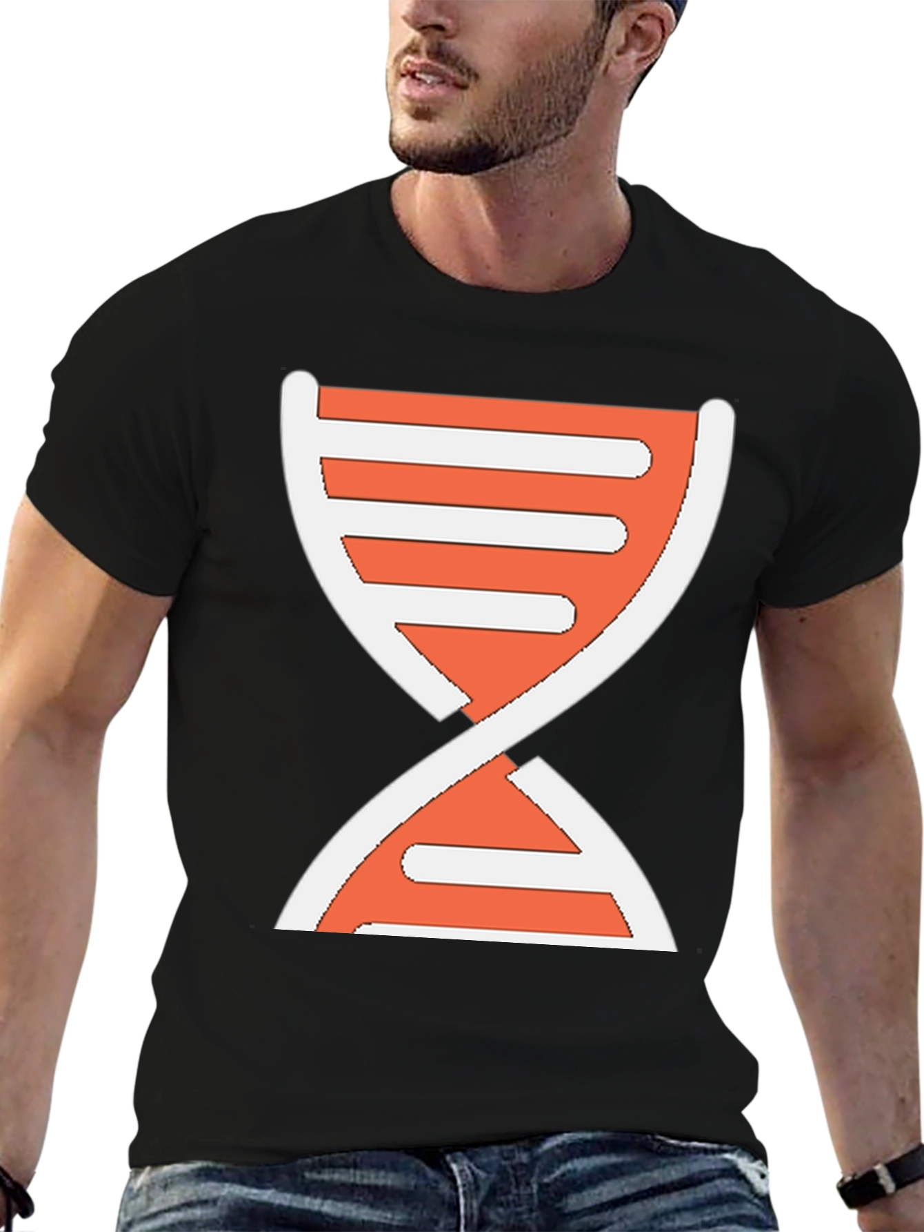 Black DNA Graphic Print T-Shirt - Casual Wear view 6