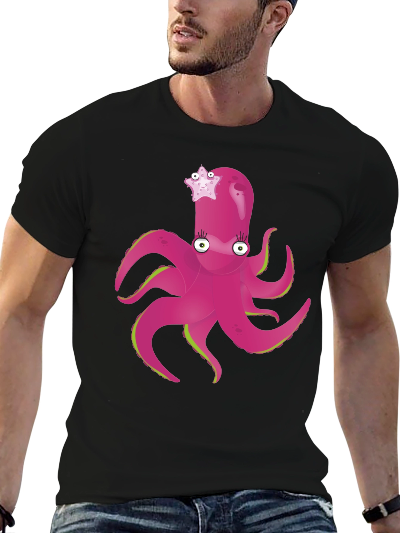 Black Cute Octopus T-Shirt - Funny Sea Creature Tee view 6