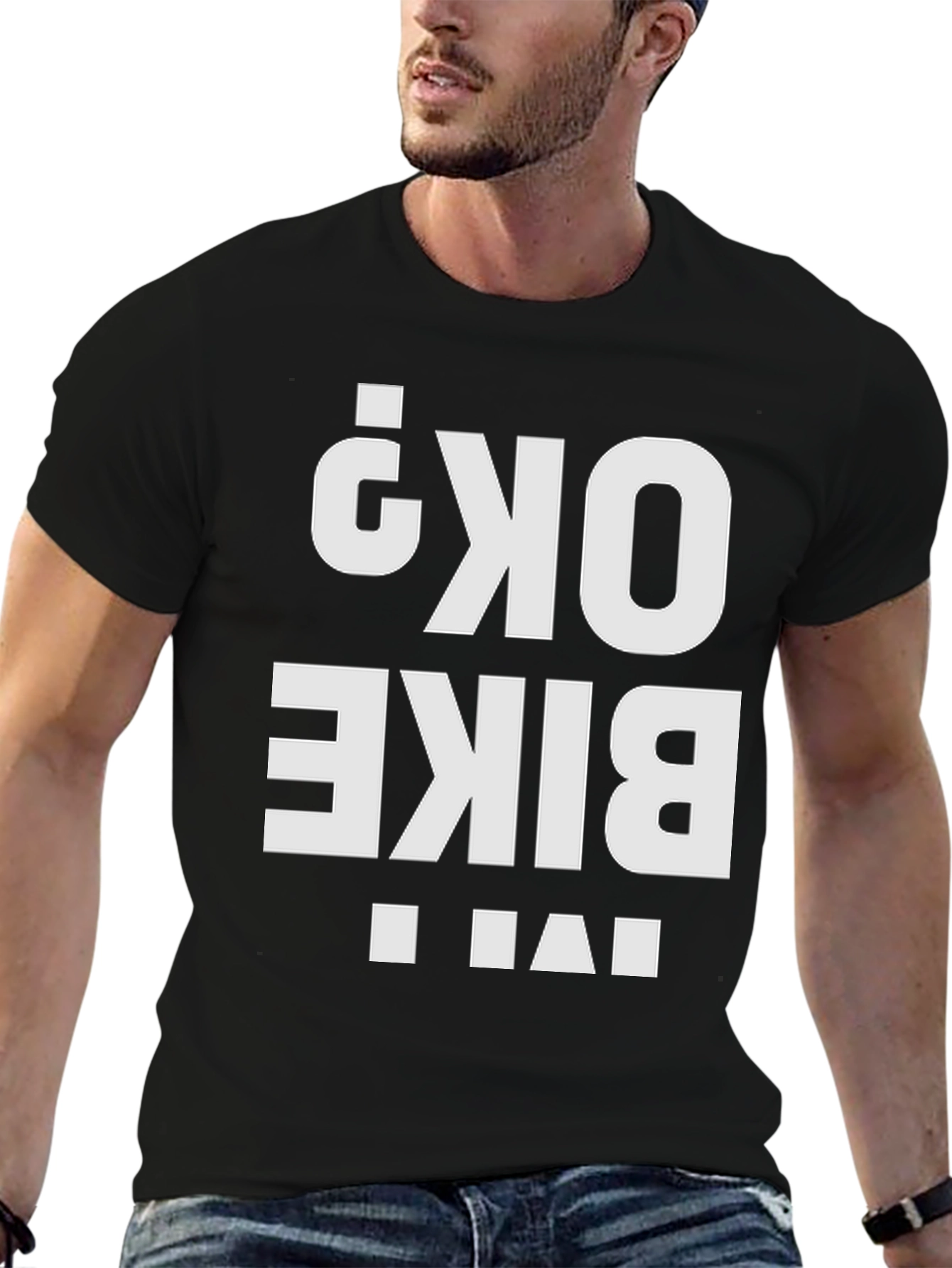 Black Bike OK? Graphic Tee - Black Cotton T-Shirt view 6