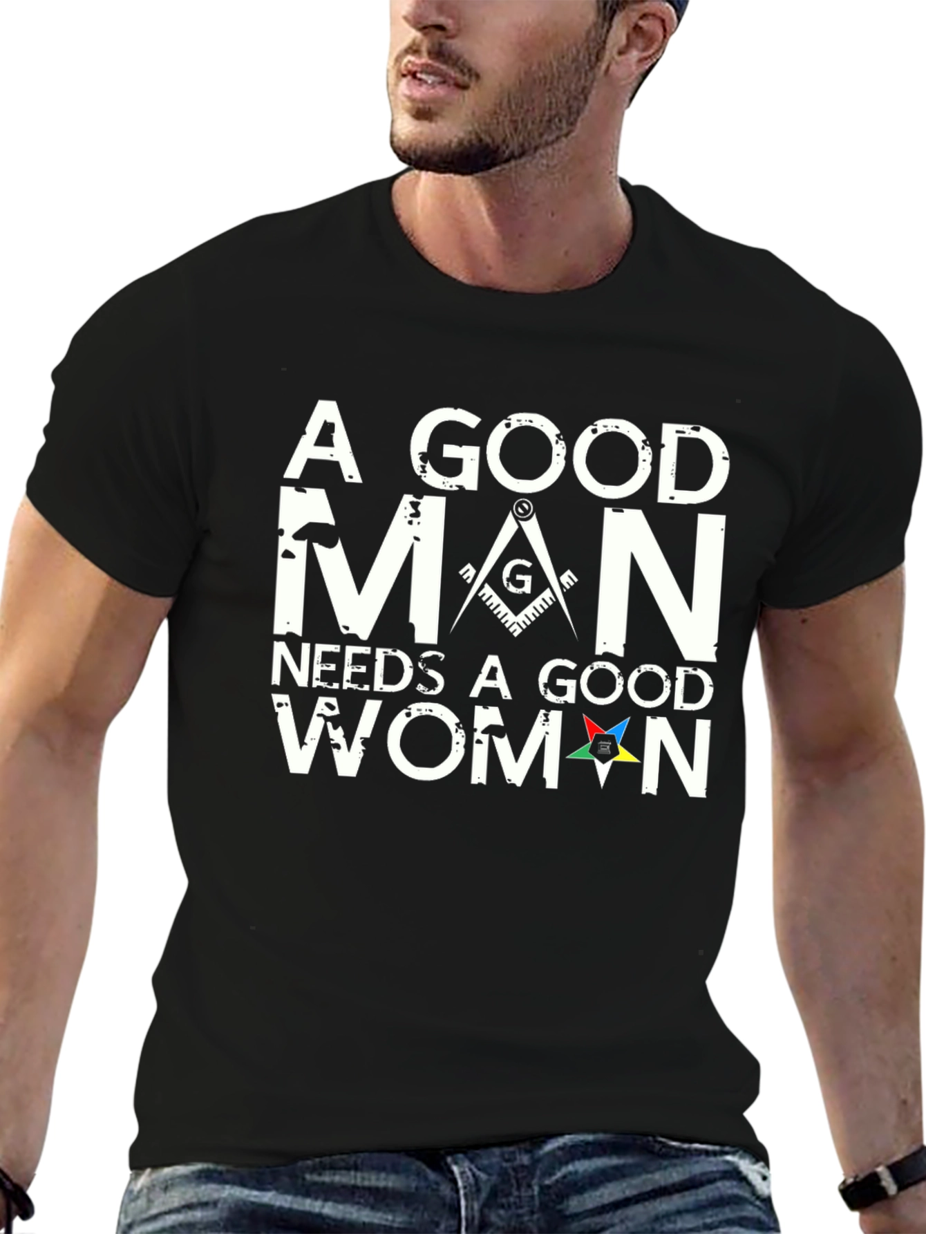 Black A Good Man Needs a Good Woman Graphic T-Shirt view 6