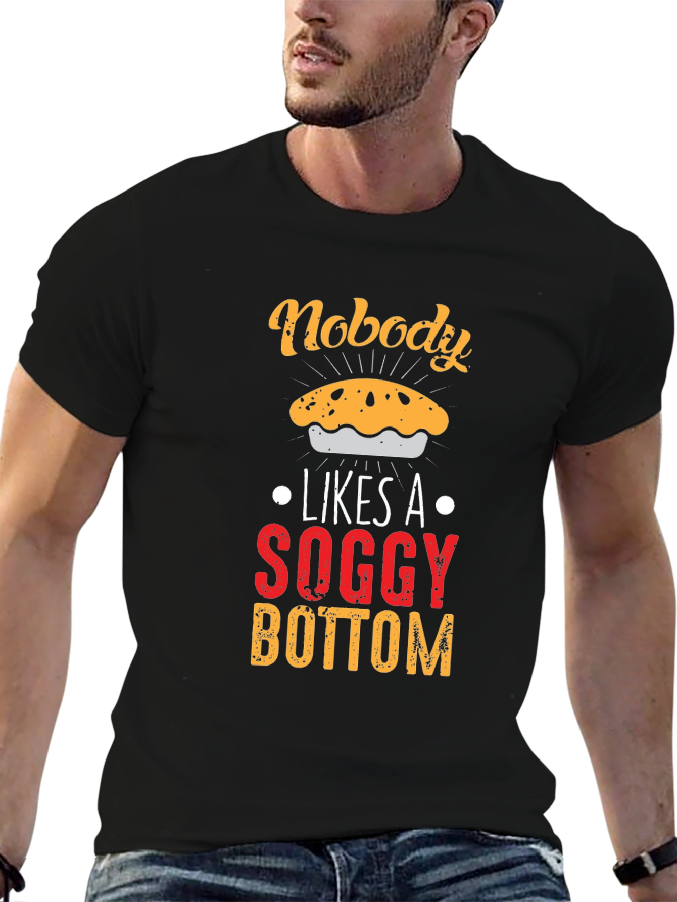 Black Nobody Likes Soggy Bottom T-Shirt view 6