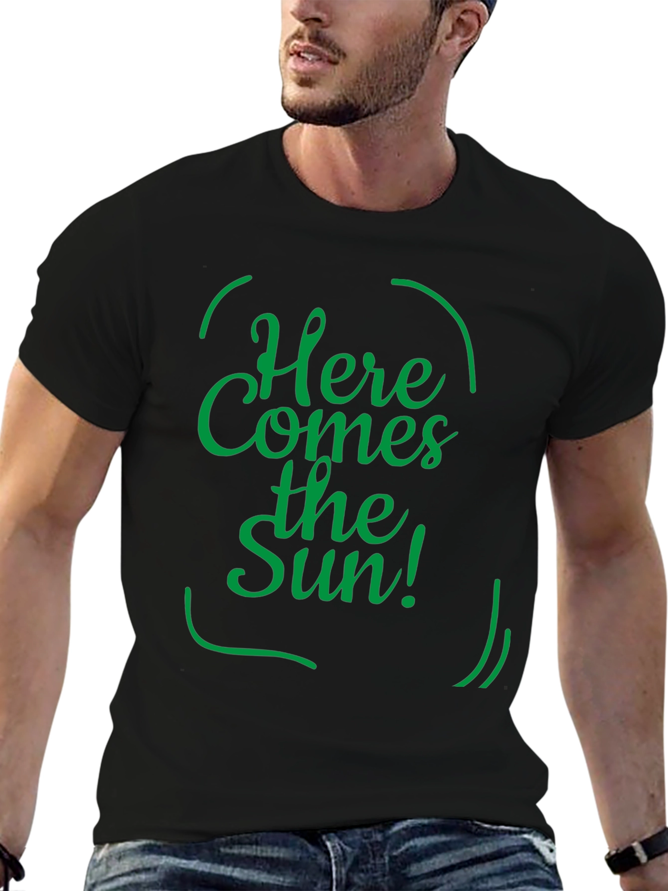 Black Here Comes the Sun T-Shirt - Classic Black Tee view 6