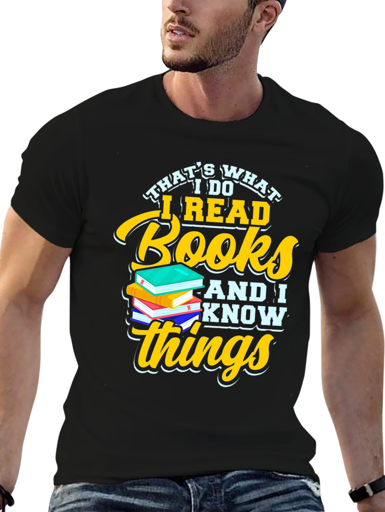 Black I Read Books and I Know Things Graphic Tee view 6