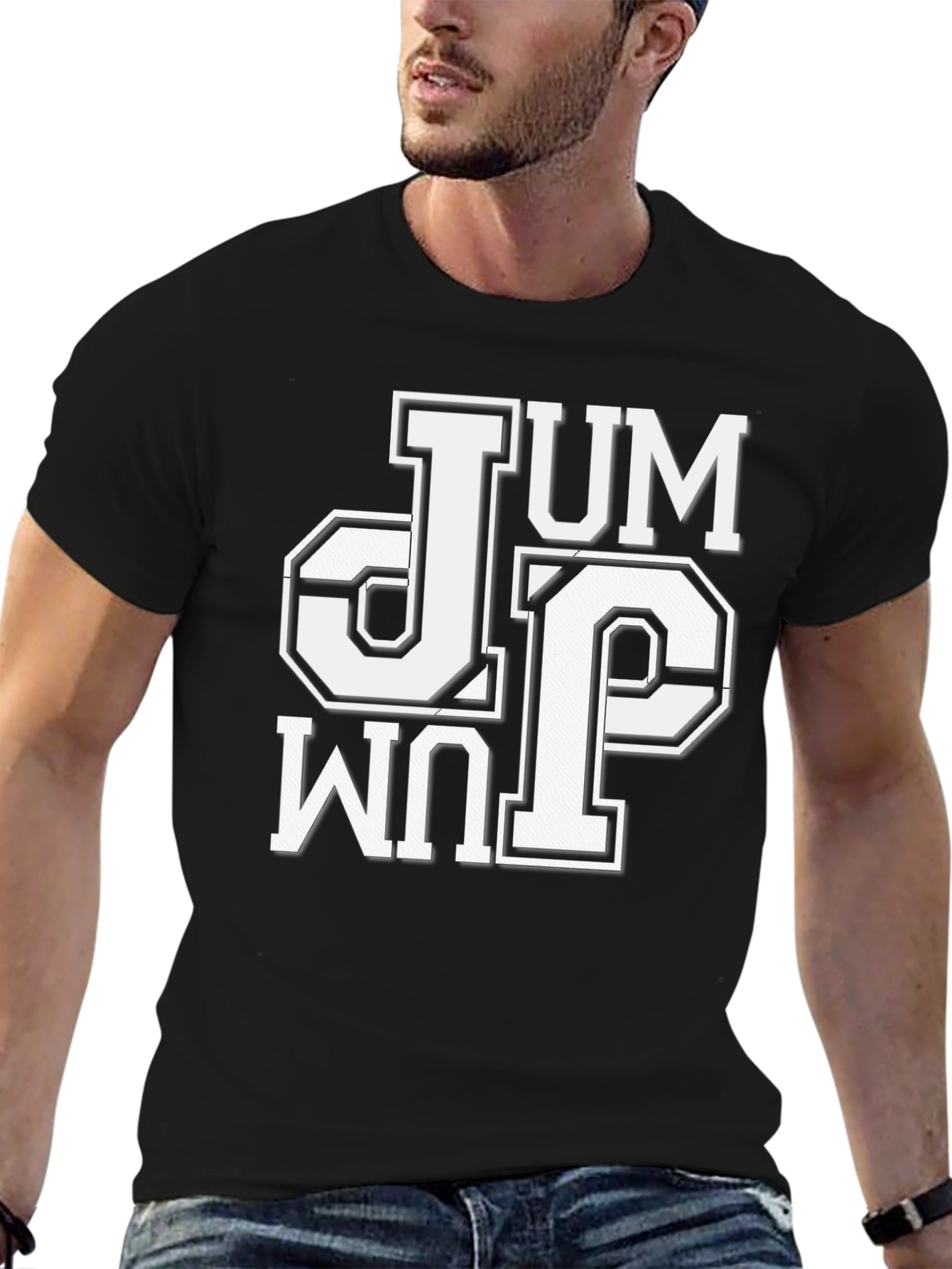 Black Jump T-Shirt | Black Crew Neck Graphic Tee view 6