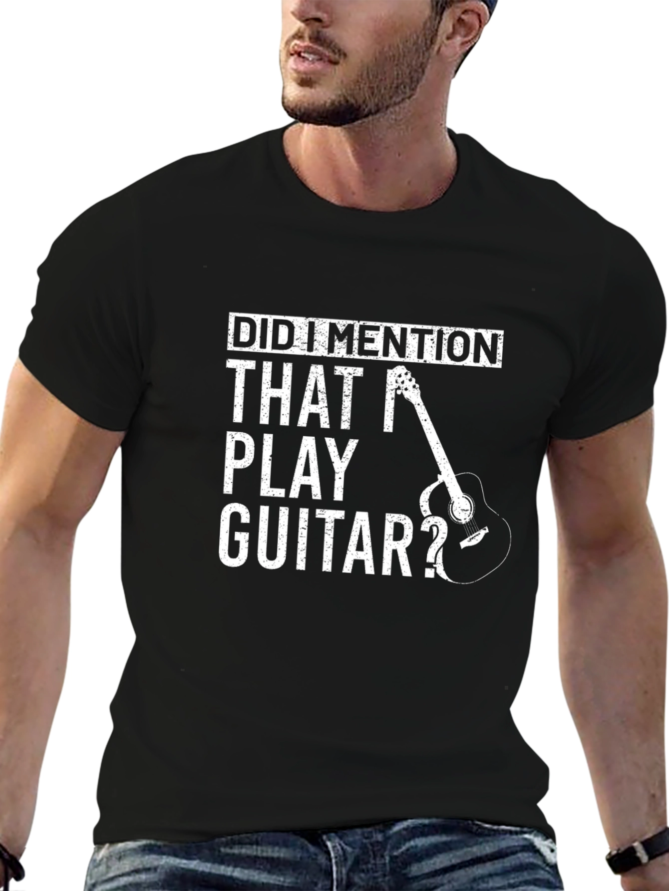 Black Funny Guitar Player T-Shirt - Did I Mention Guitar? view 6