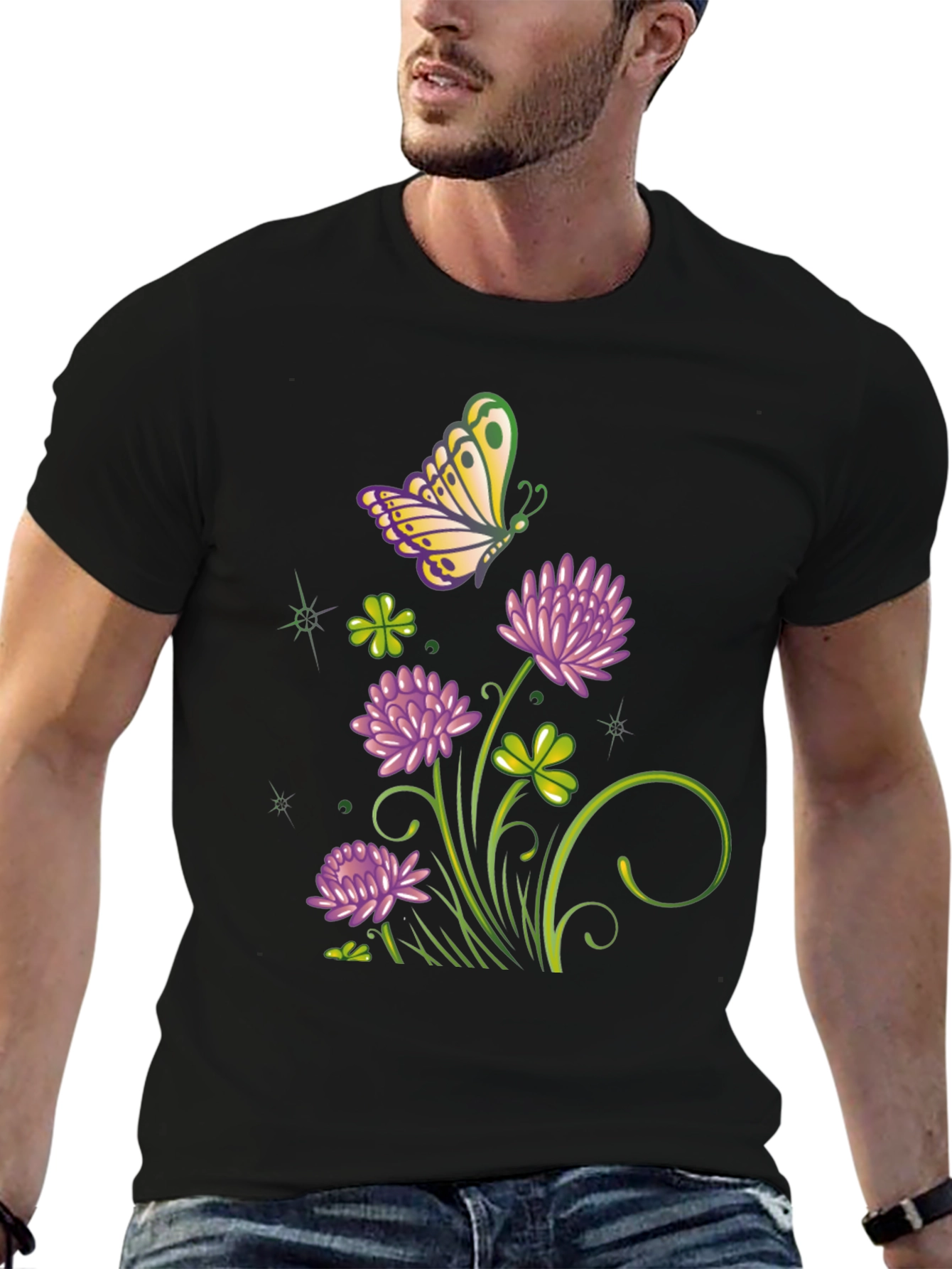 Black Clover & Butterfly Graphic Tee - Stylish & Unique view 6