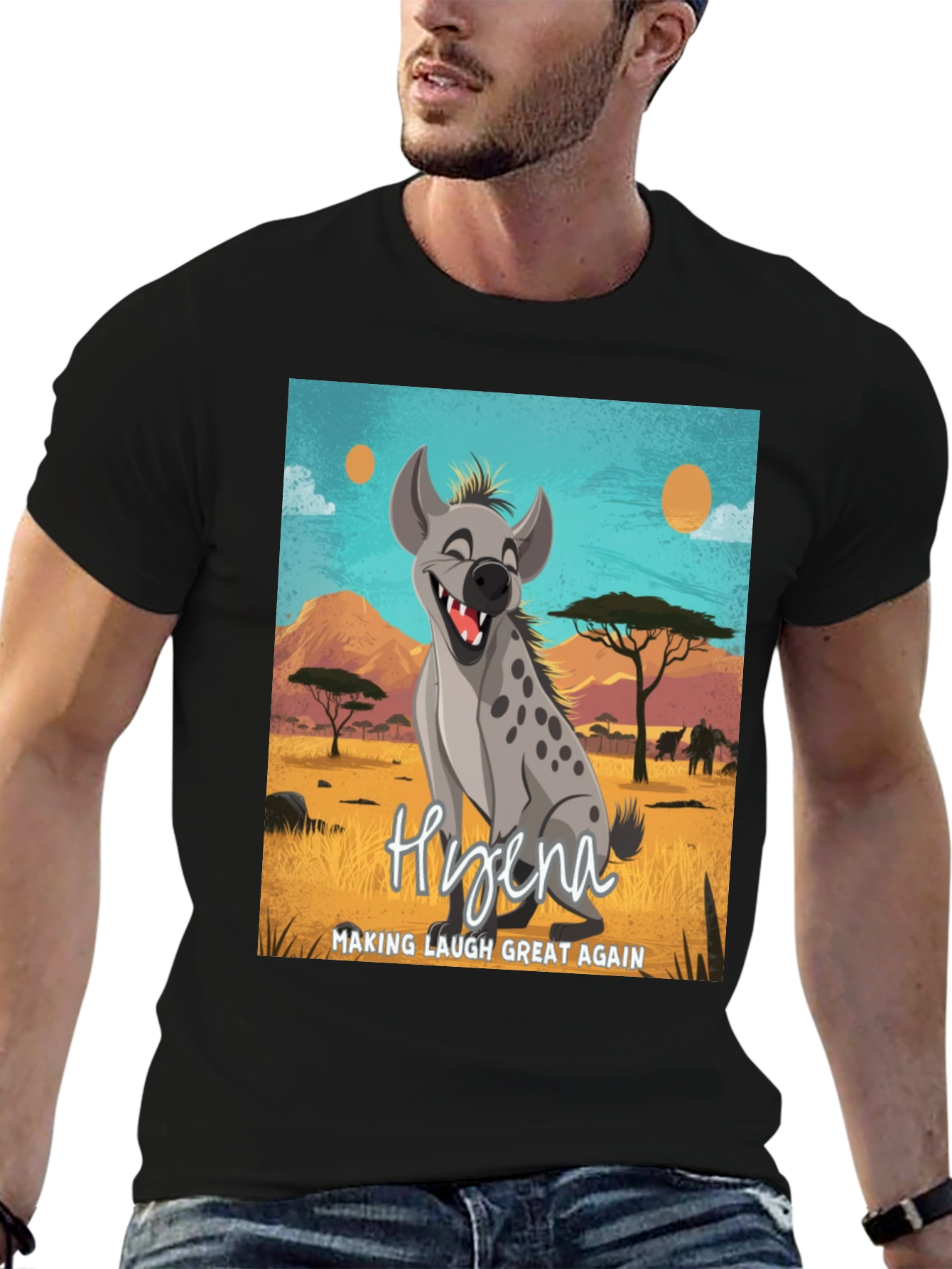 Black Hyena Making Laugh Great Again T-Shirt view 6