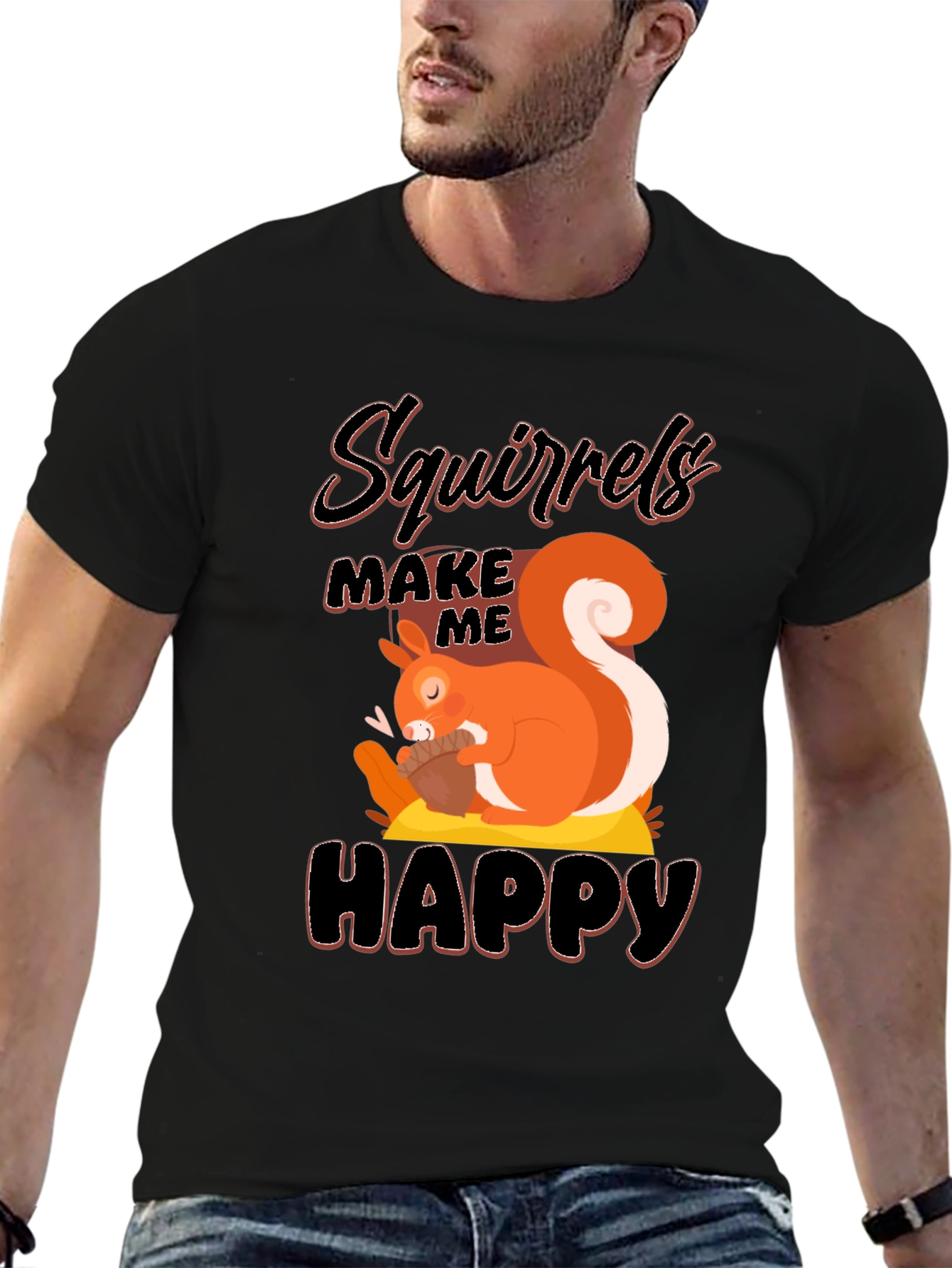 Black Squirrels Make Me Happy T-Shirt view 6