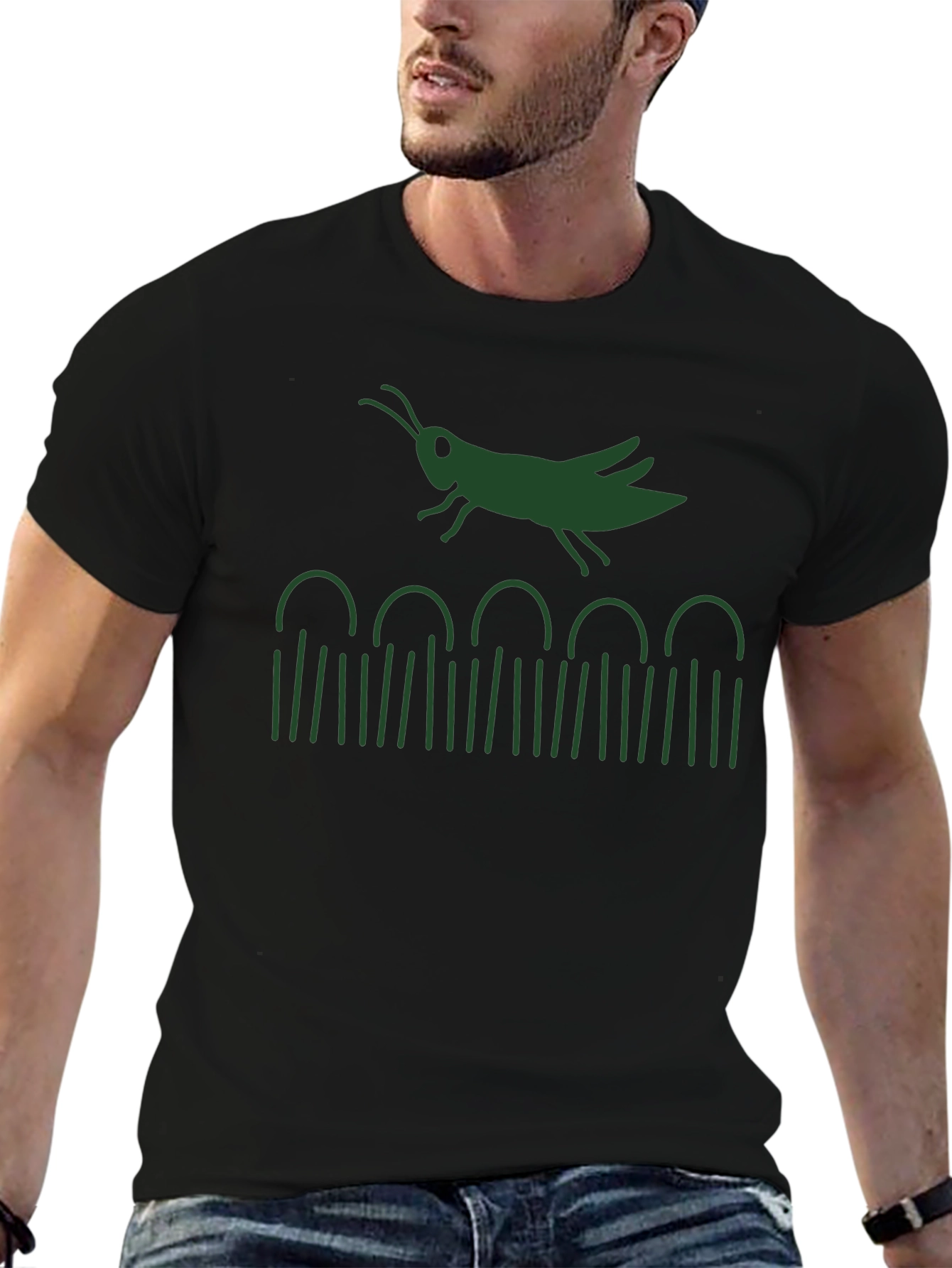 Black Grasshopper Hurdles T-Shirt - Cool Graphic Tee view 6