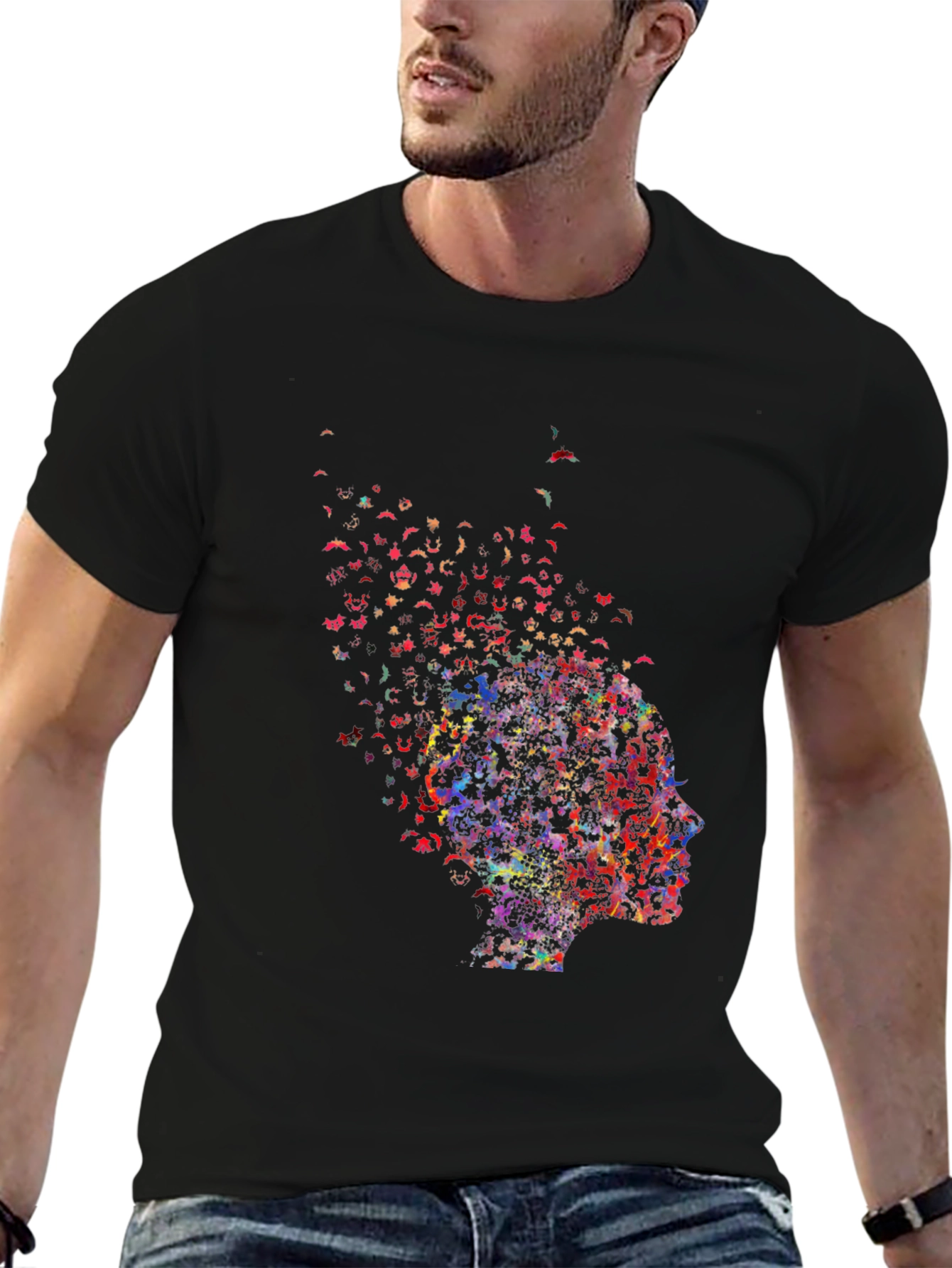 Black Abstract Mind T-Shirt - Artistic Graphic Tee view 6