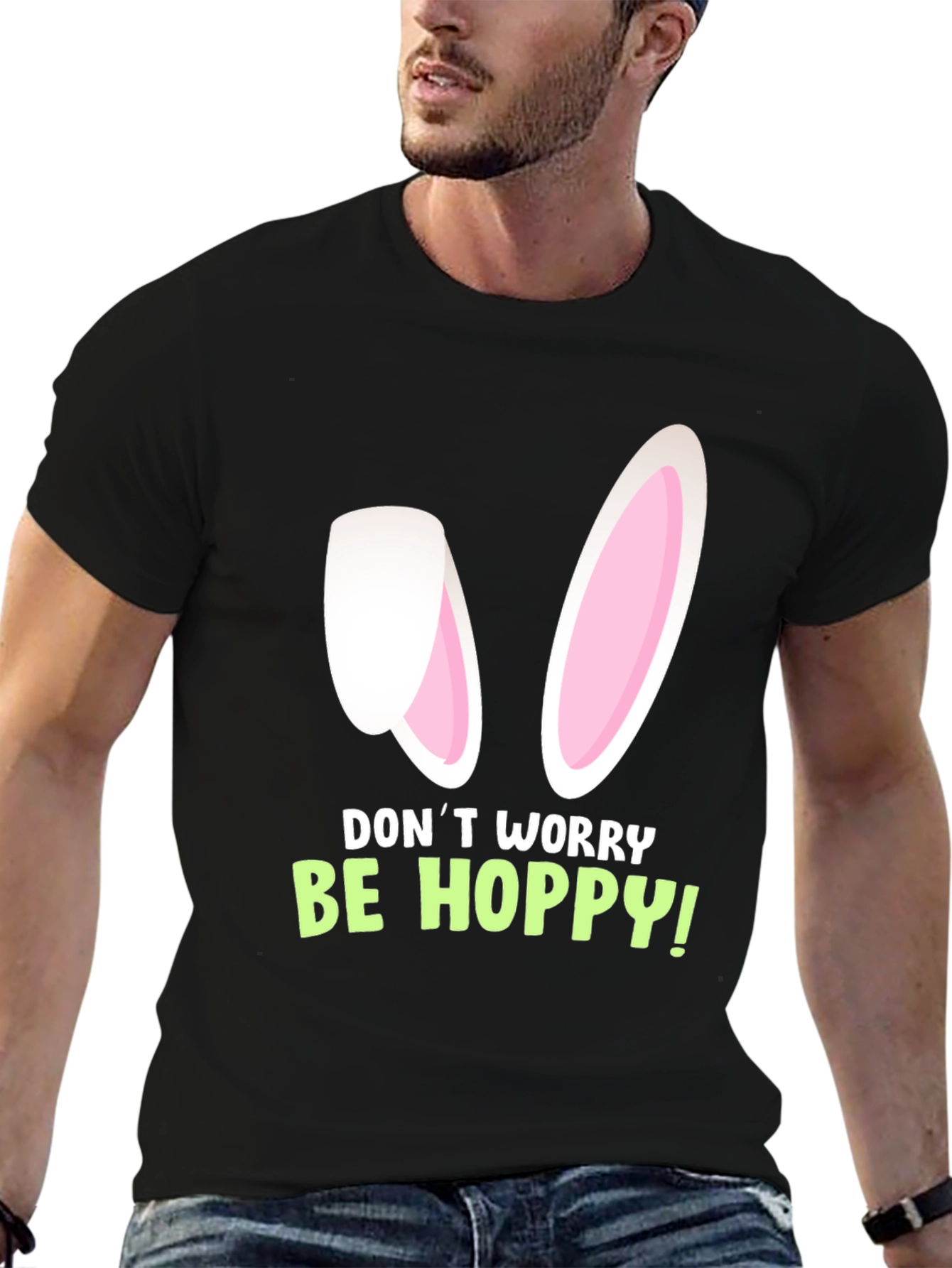 Camiseta Negra "¡No te preocupes, sé feliz!"