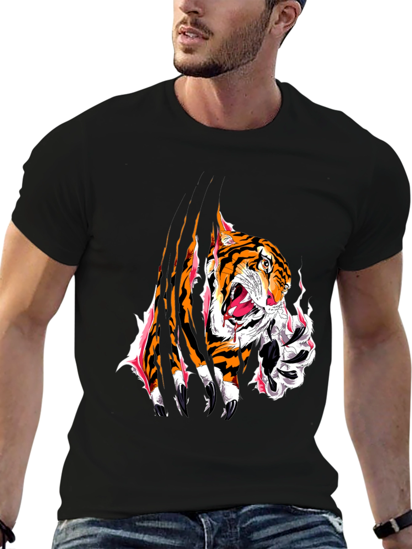 Black Tiger Graphic Tee - Bold Animal Print view 6