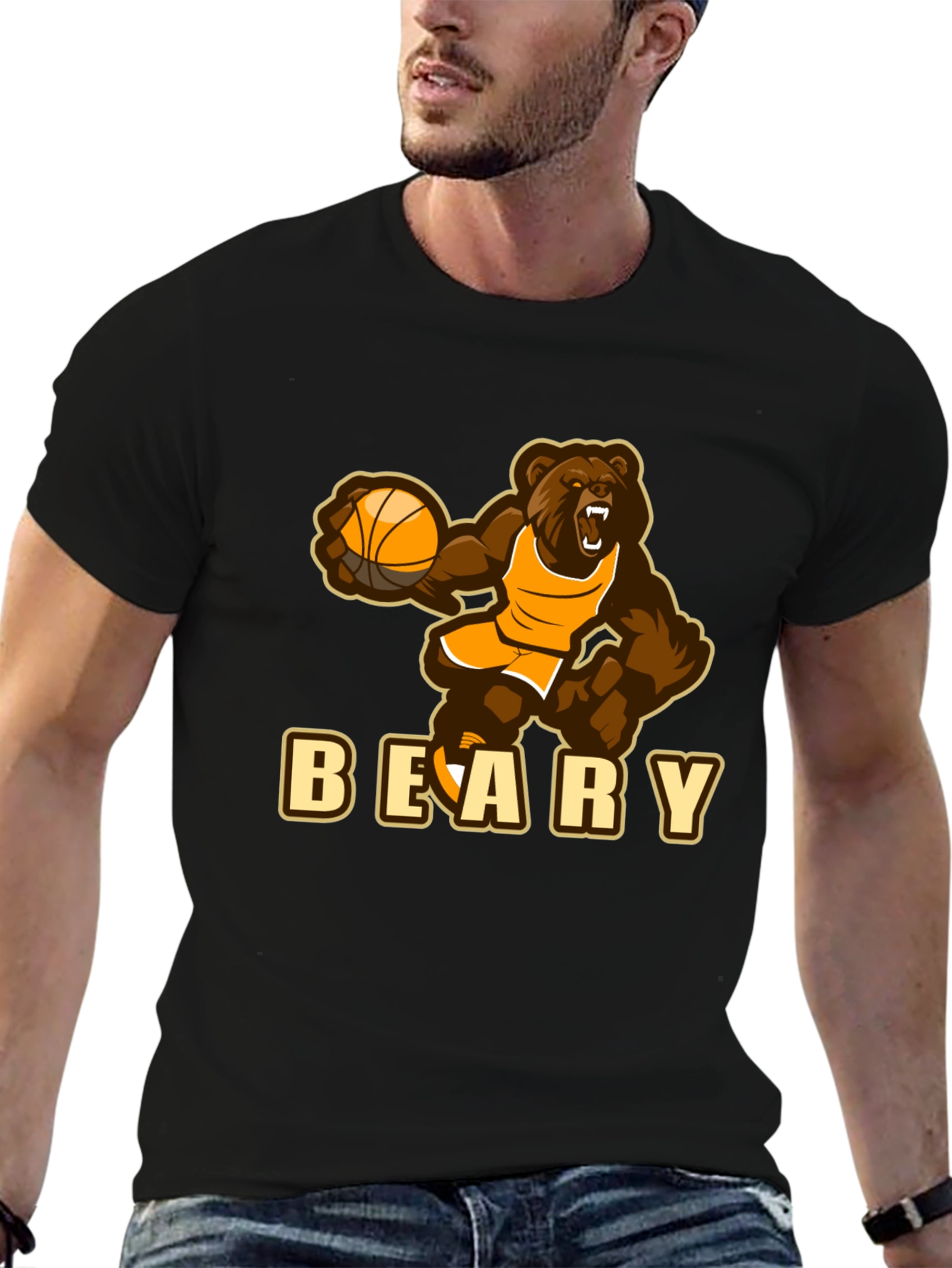 Black Beary Basketball T-Shirt - Funny Sports Tee view 6