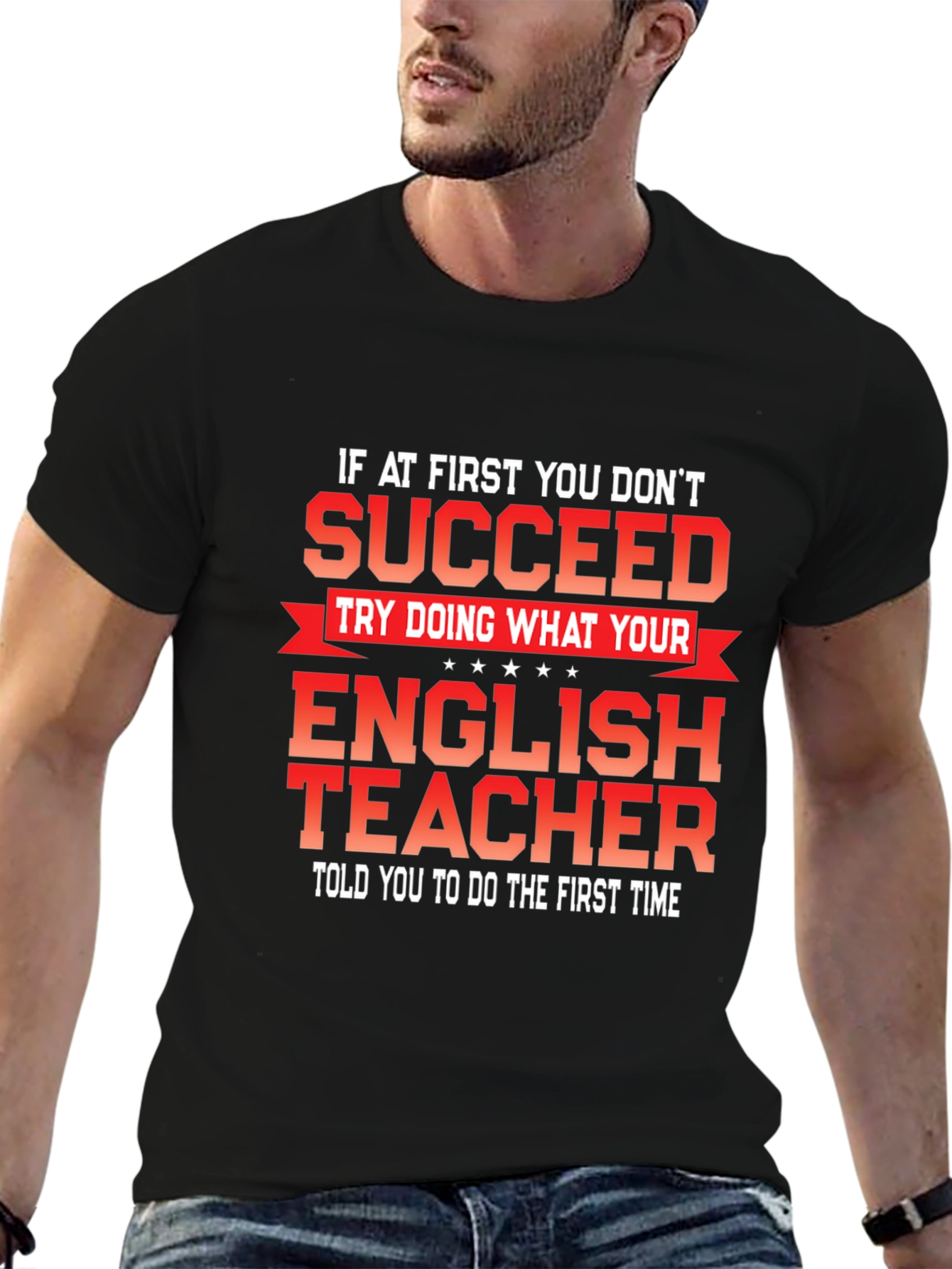 Black Funny English Teacher Graphic T-Shirt view 6