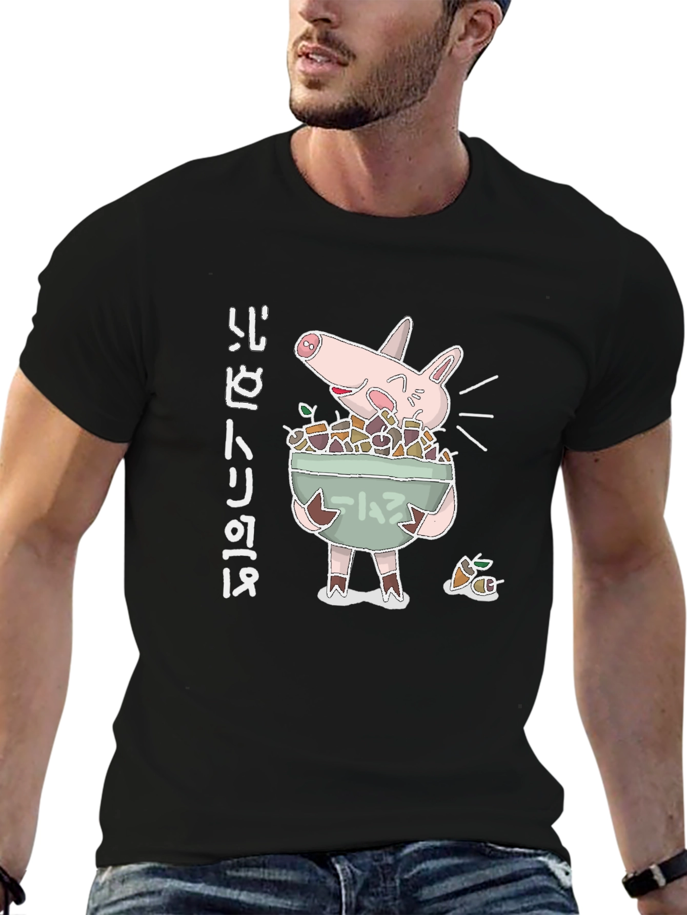Black Pig Ramen Bowl Graphic Tee - Unique Anime Style view 6