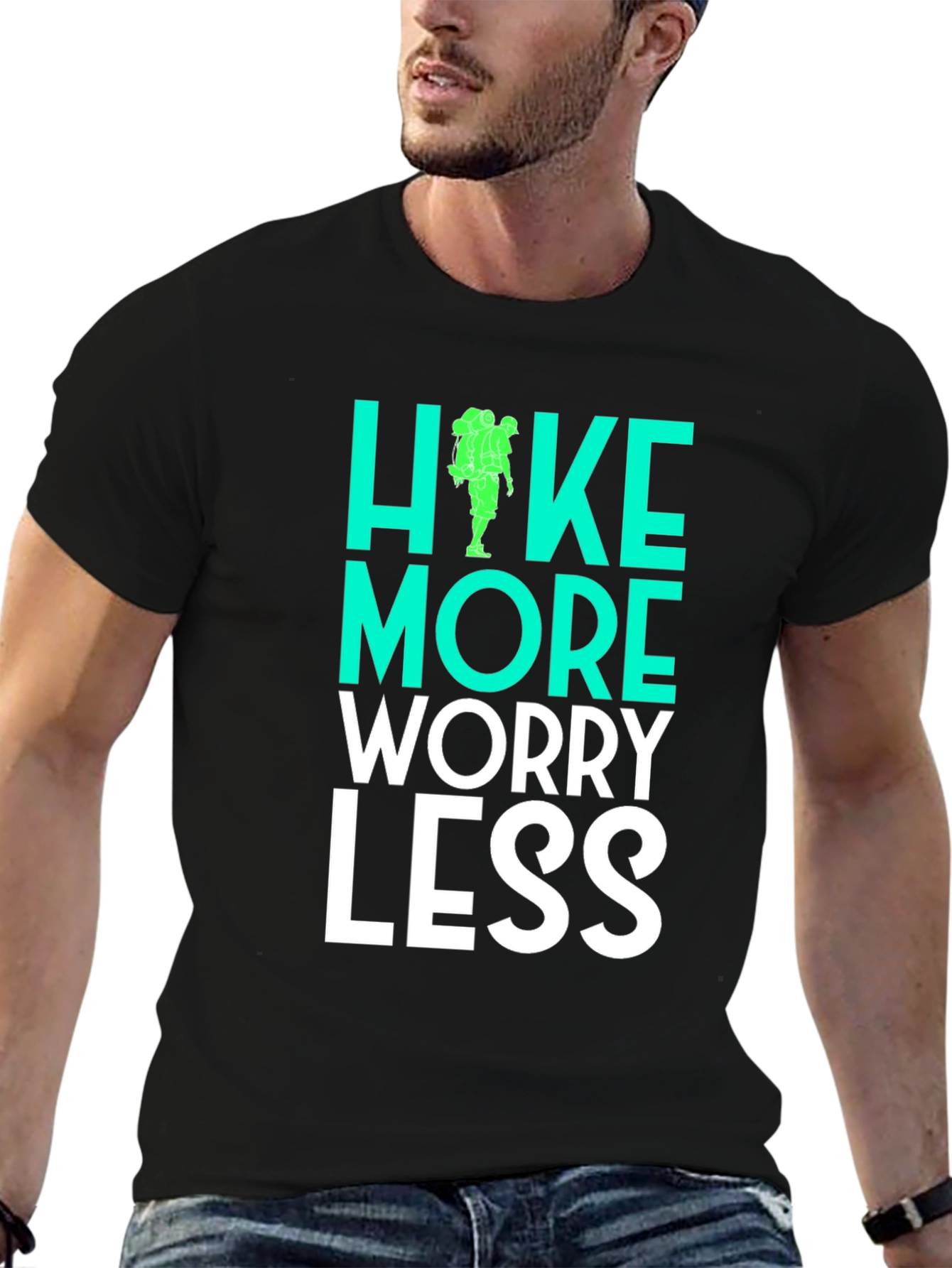 Black Hike More Worry Less Graphic Tee view 6