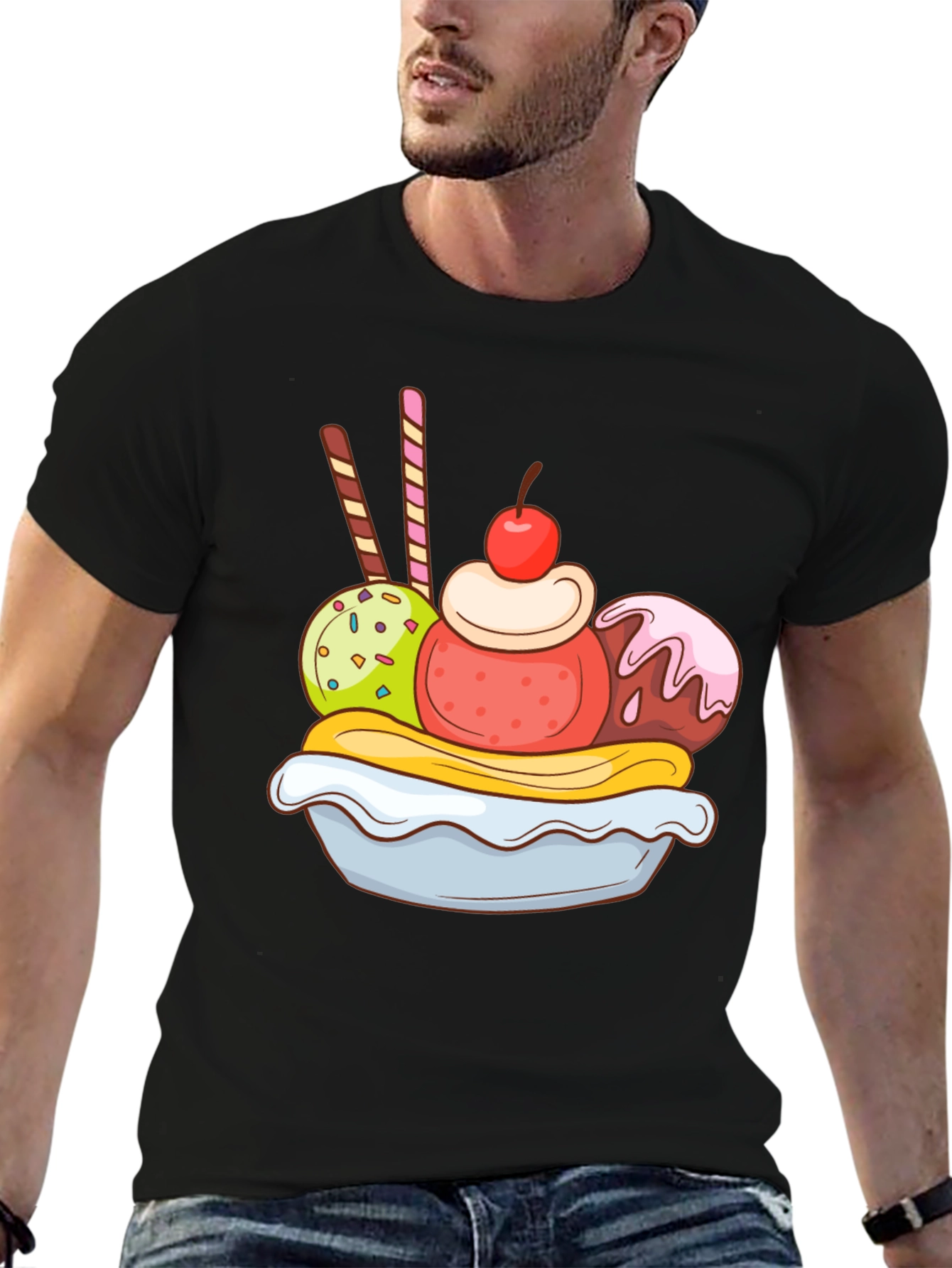 Black Banana Split Graphic Tee - Dessert Lover T-Shirt view 6