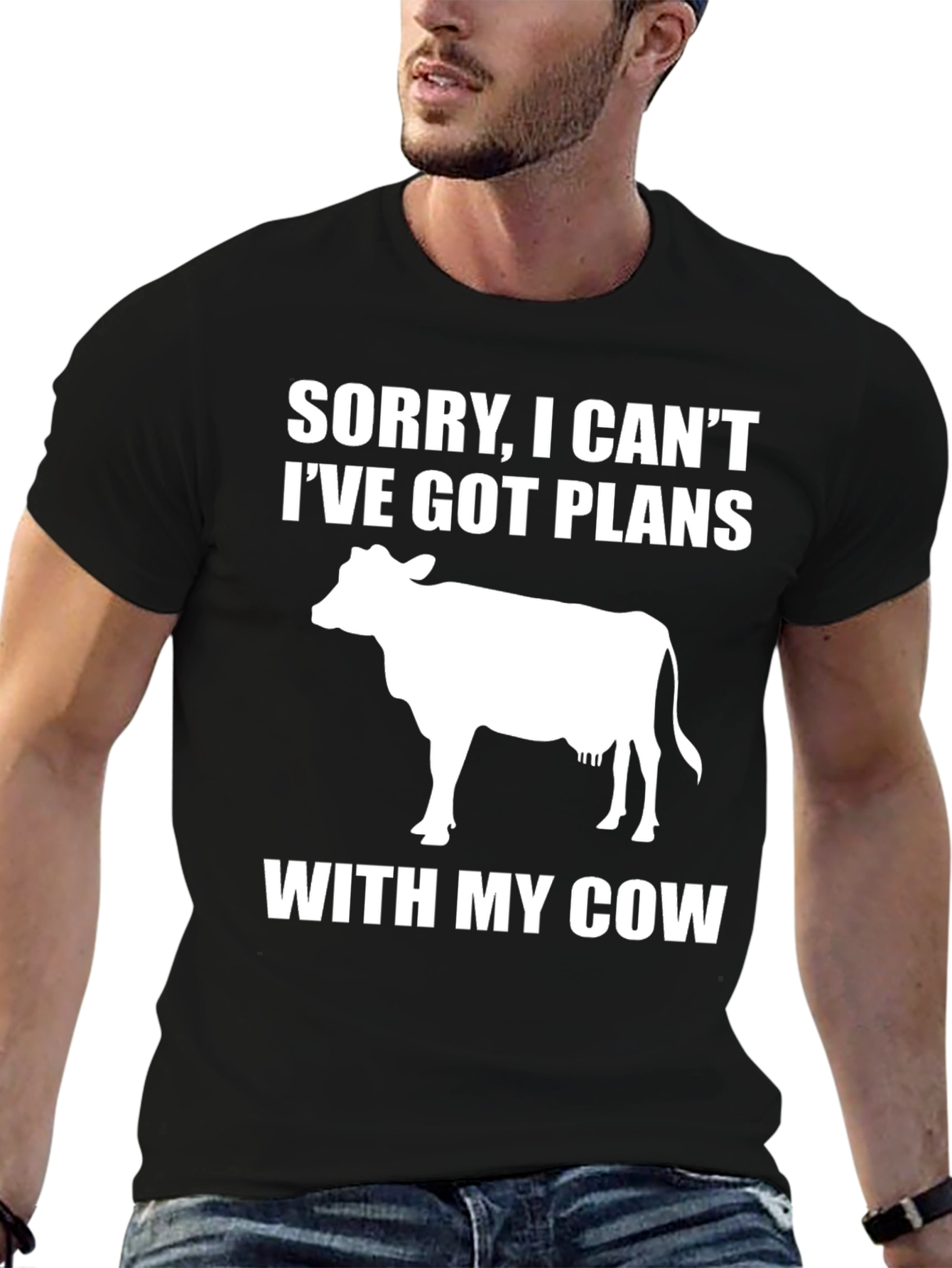 Black Funny Cow Lover T-Shirt - I've Got Plans With My Cow view 6