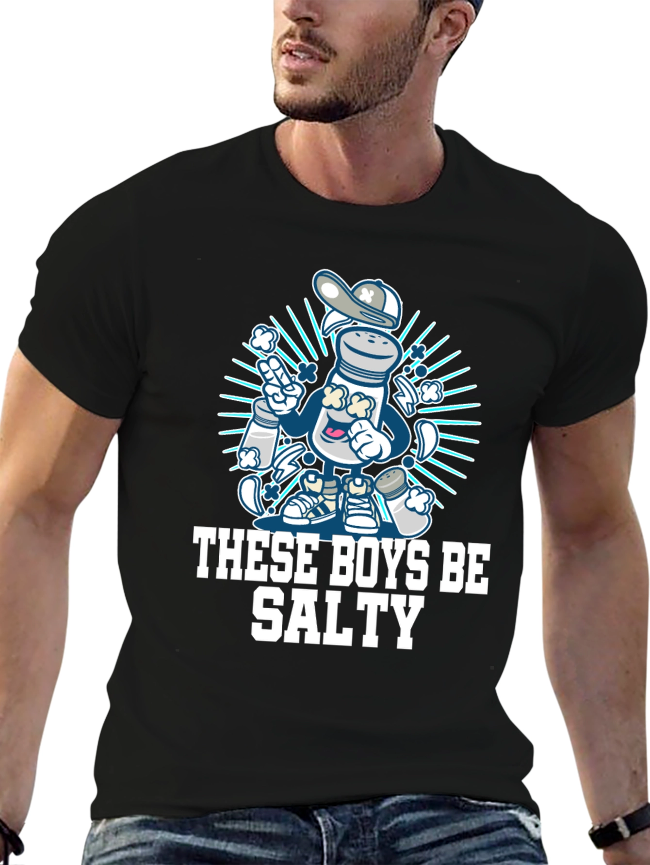 Black Salty Graphic Tee - These Boys Be Salty Funny T-Shirt view 6