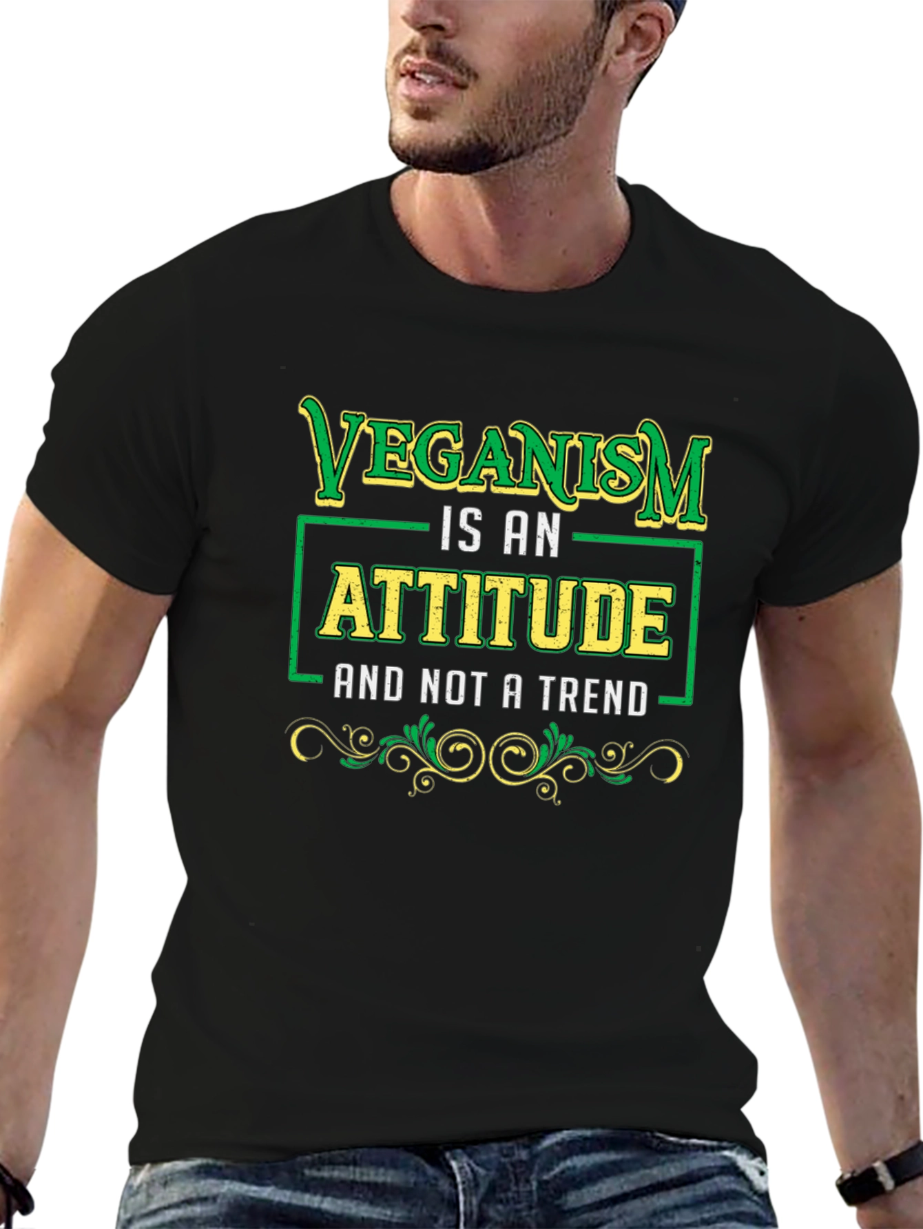 Black Veganism Attitude Black T-Shirt view 6